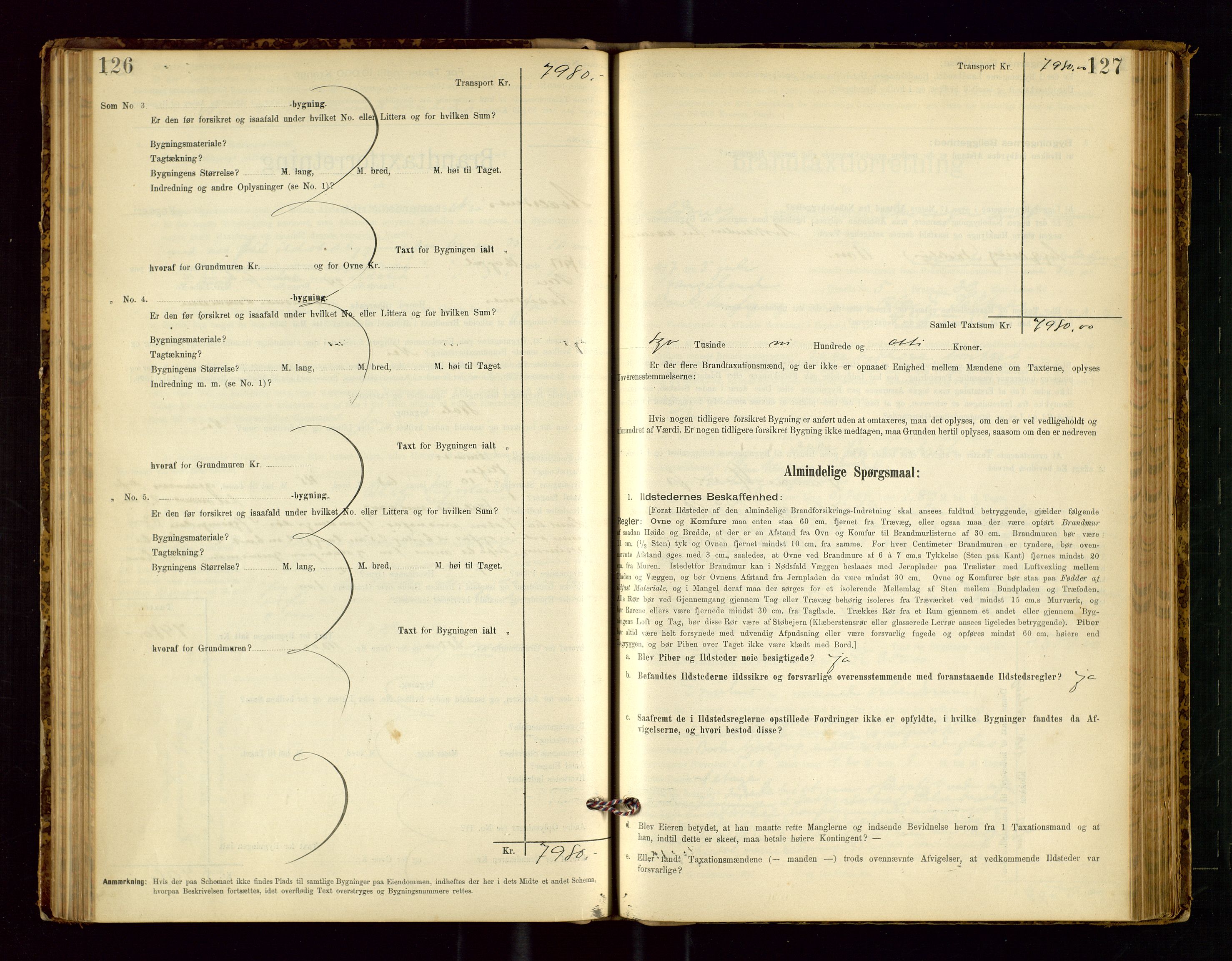 Avaldsnes lensmannskontor, SAST/A-100286/Gob/L0001: "Brandtaxationsprotokol for Avaldsnes Lensmandsdistrikt Ryfylke Fogderi", 1894-1925, p. 126-127