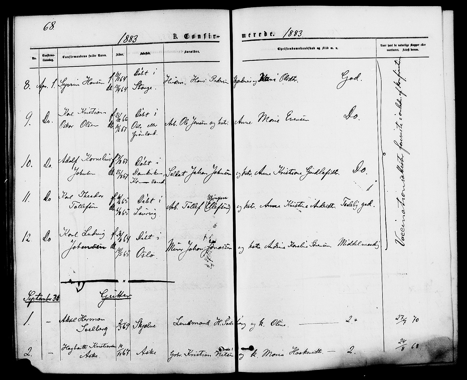 Nes prestekontor, Hedmark, AV/SAH-PREST-020/K/Ka/L0006: Parish register (official) no. 6, 1873-1886, p. 68