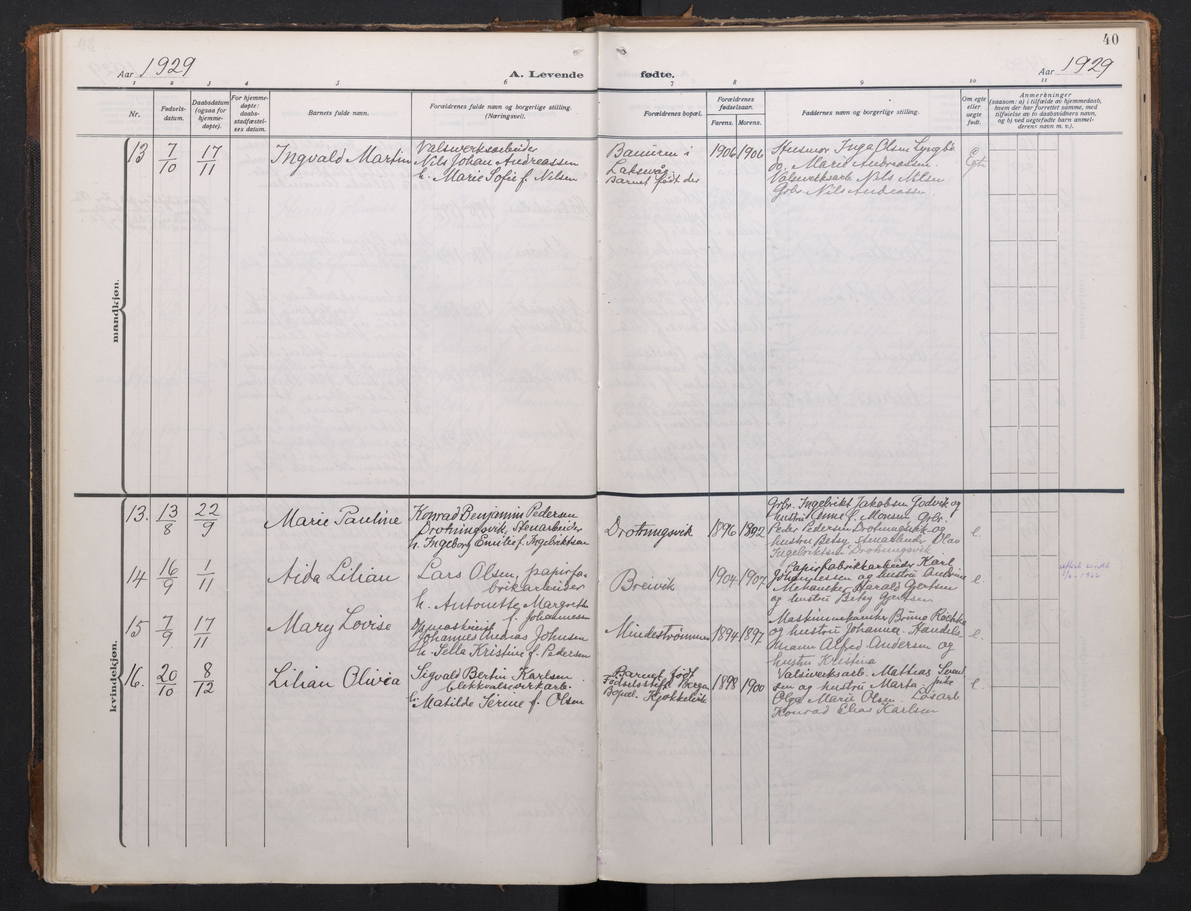 Laksevåg Sokneprestembete, AV/SAB-A-76501/H/Ha/Haa/Haah/L0001: Parish register (official) no. H 1, 1915-1934, p. 40