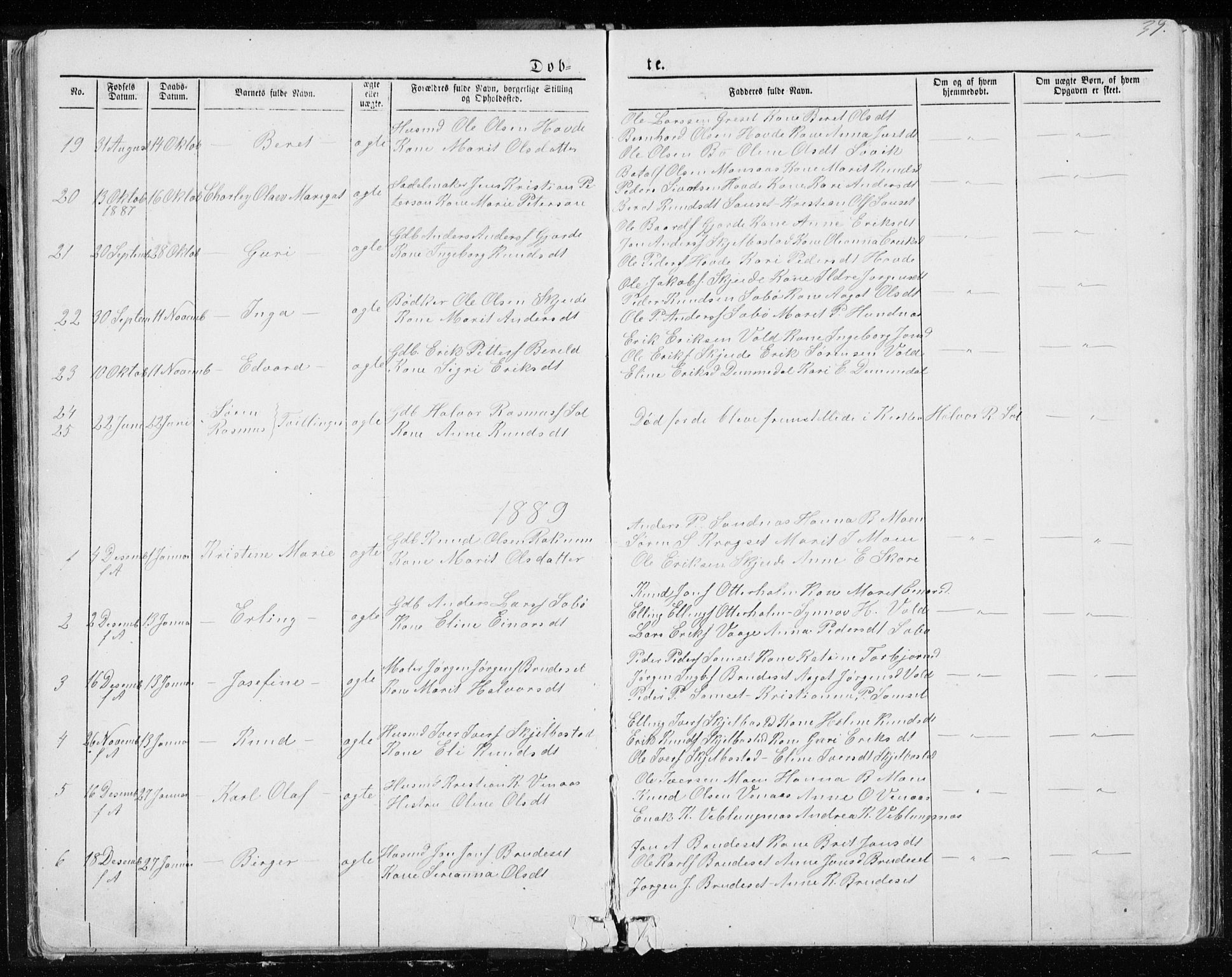 Ministerialprotokoller, klokkerbøker og fødselsregistre - Møre og Romsdal, SAT/A-1454/543/L0564: Parish register (copy) no. 543C02, 1867-1915, p. 39
