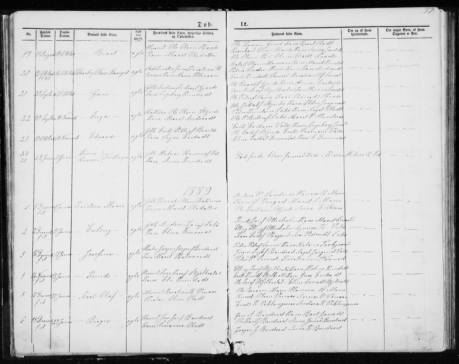 Ministerialprotokoller, klokkerbøker og fødselsregistre - Møre og Romsdal, AV/SAT-A-1454/543/L0564: Parish register (copy) no. 543C02, 1867-1915, p. 39