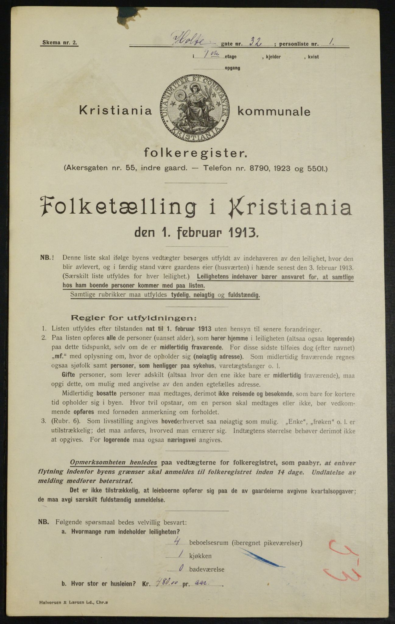 OBA, Municipal Census 1913 for Kristiania, 1913, p. 41199