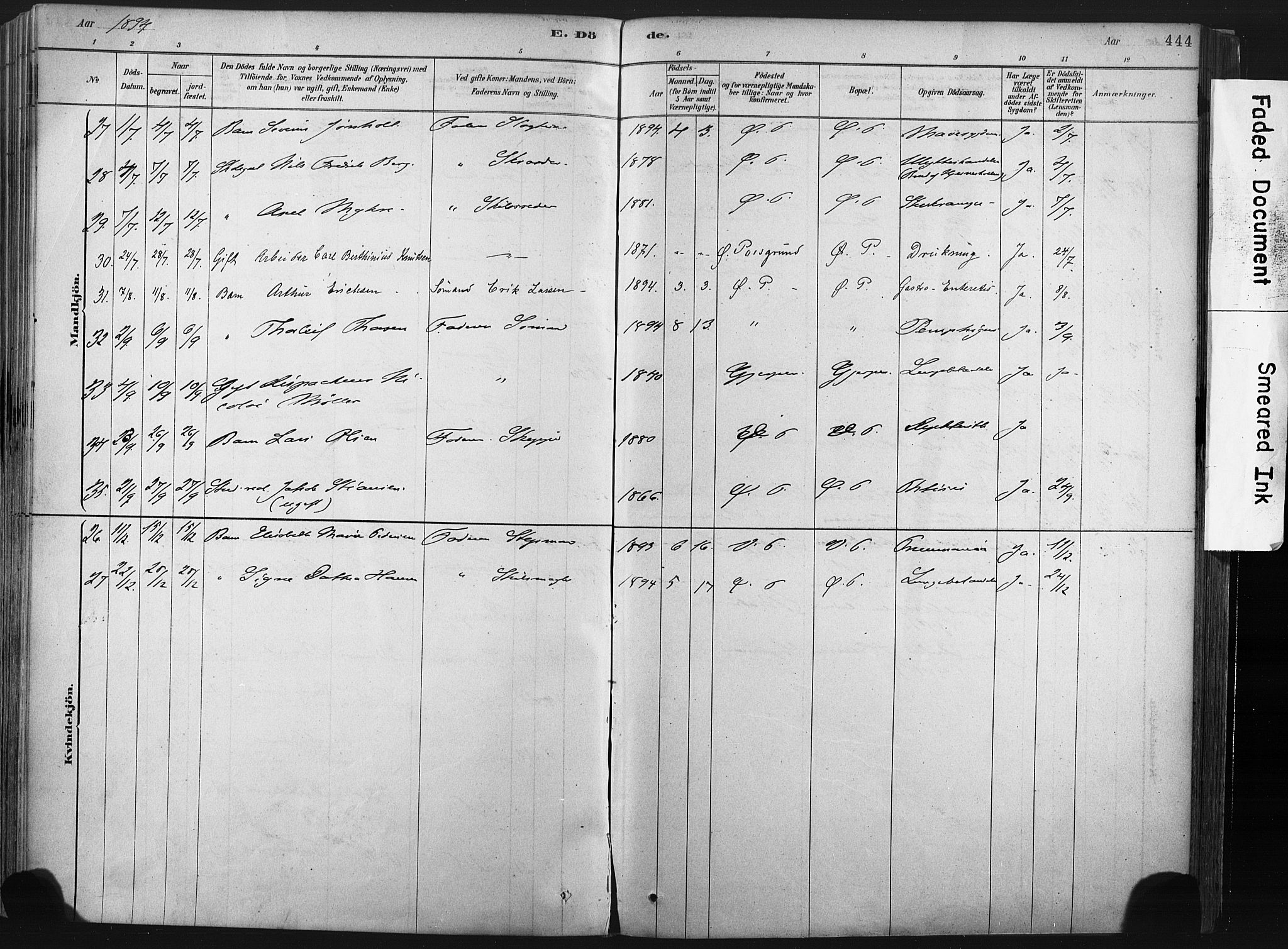 Porsgrunn kirkebøker , AV/SAKO-A-104/F/Fa/L0008: Parish register (official) no. 8, 1878-1895, p. 444