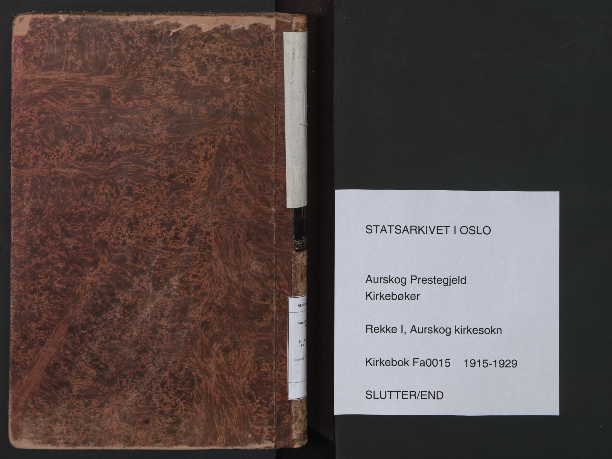 Aurskog prestekontor Kirkebøker, SAO/A-10304a/F/Fa/L0015: Parish register (official) no. I 15, 1915-1929