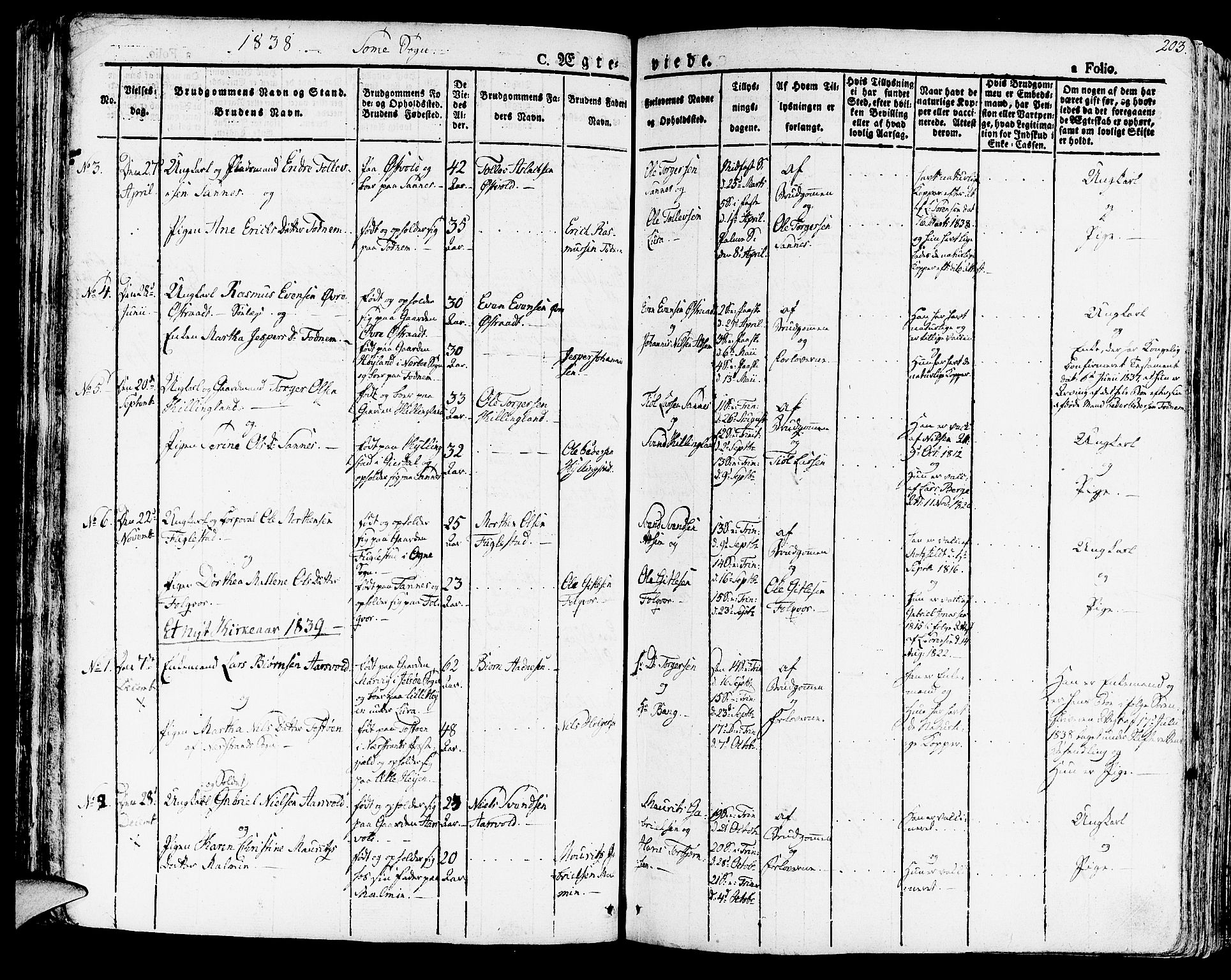 Høyland sokneprestkontor, SAST/A-101799/001/30BA/L0007: Parish register (official) no. A 7 /2, 1825-1841, p. 203
