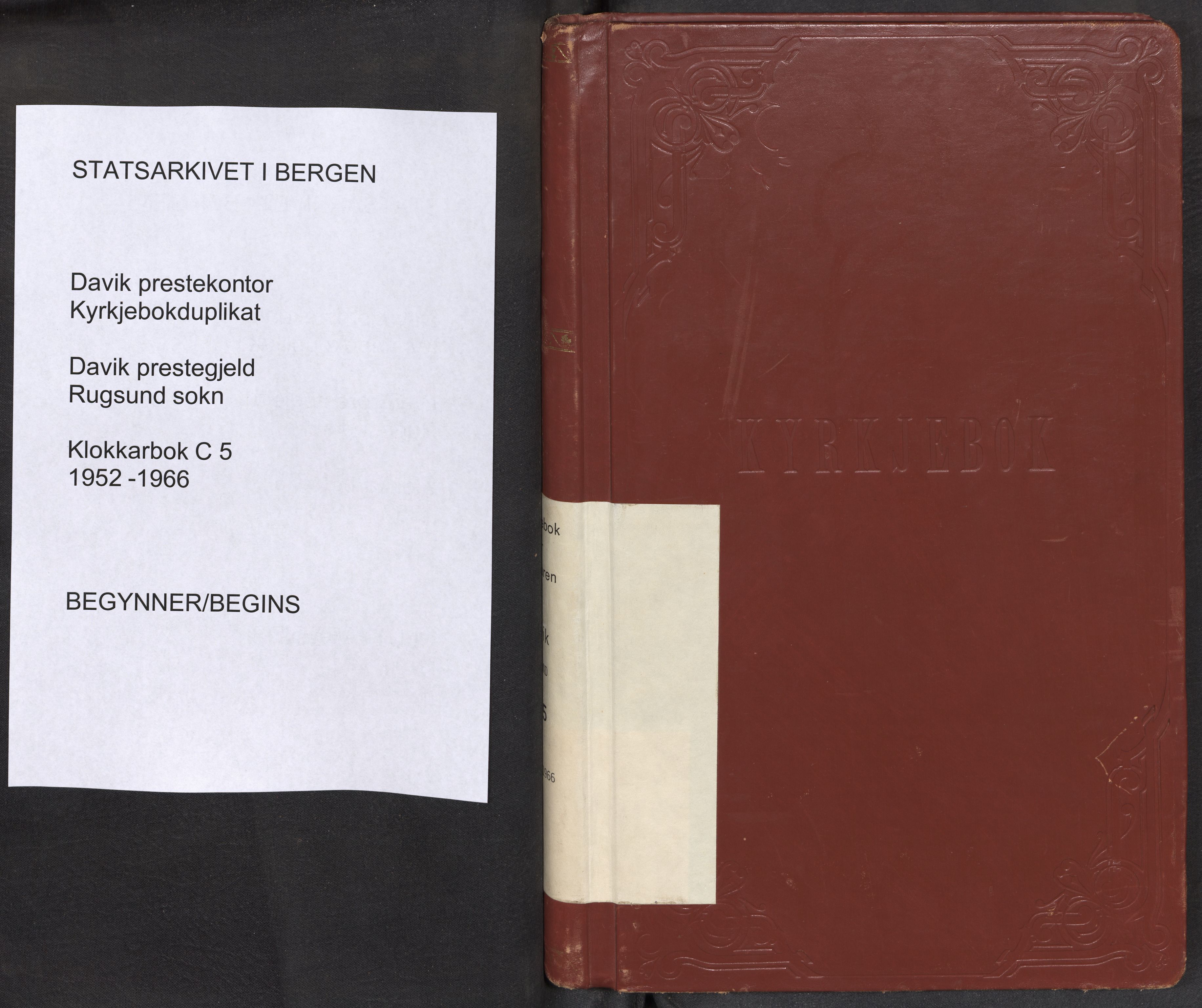 Davik sokneprestembete, SAB/A-79701/H/Hab/Habc/L0005: Parish register (copy) no. C 5, 1952-1966