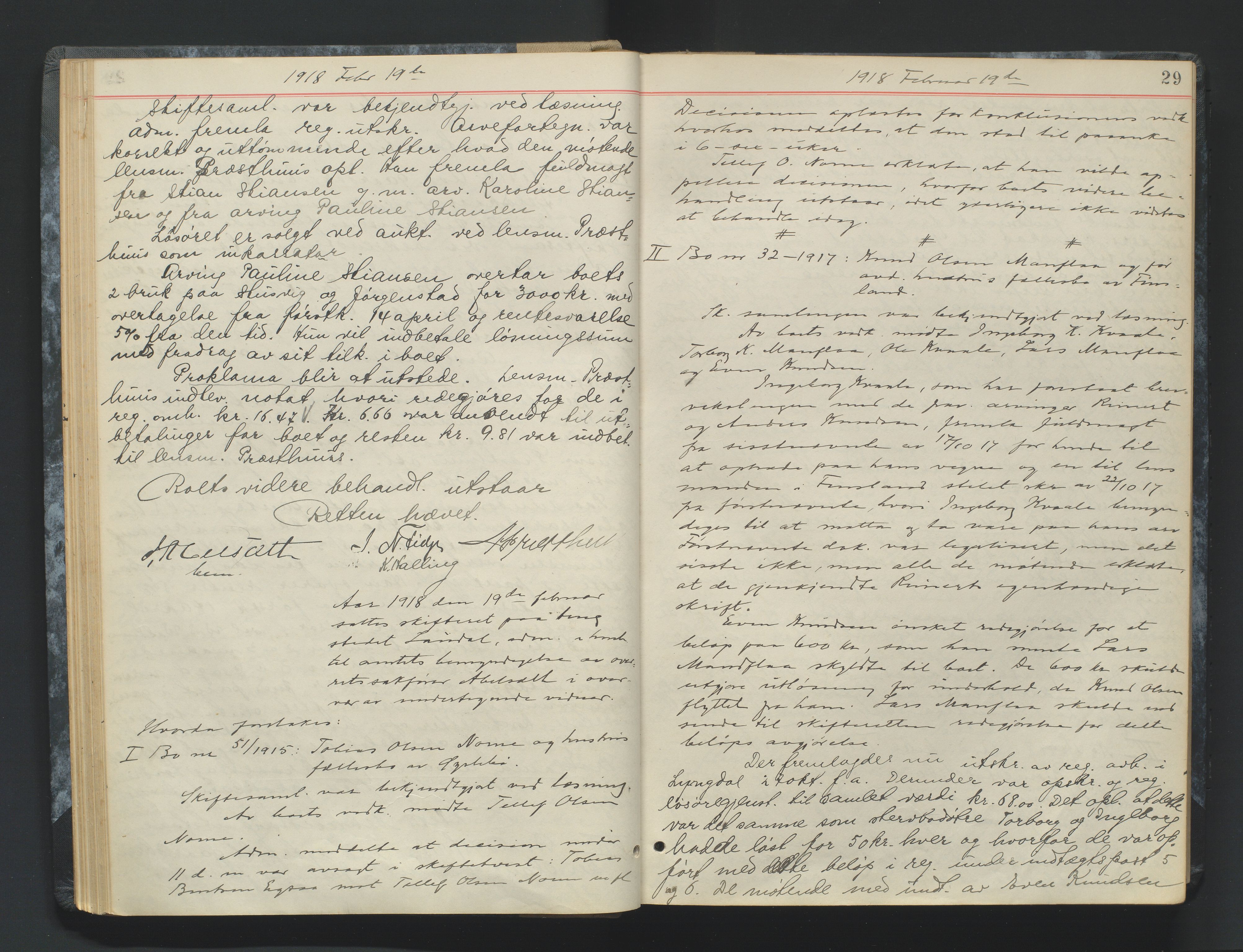 Mandal sorenskriveri, AV/SAK-1221-0005/001/H/Hc/L0083: Skifteforhandlingsprotokoll nr 15, 1917-1921, p. 29