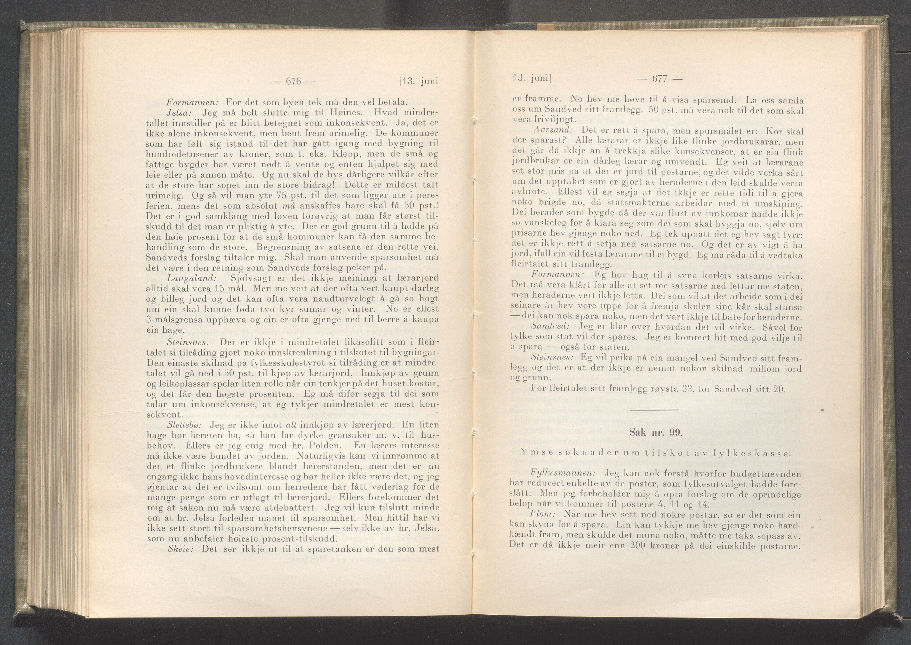 Rogaland fylkeskommune - Fylkesrådmannen , IKAR/A-900/A/Aa/Aaa/L0042: Møtebok , 1923, p. 676-677