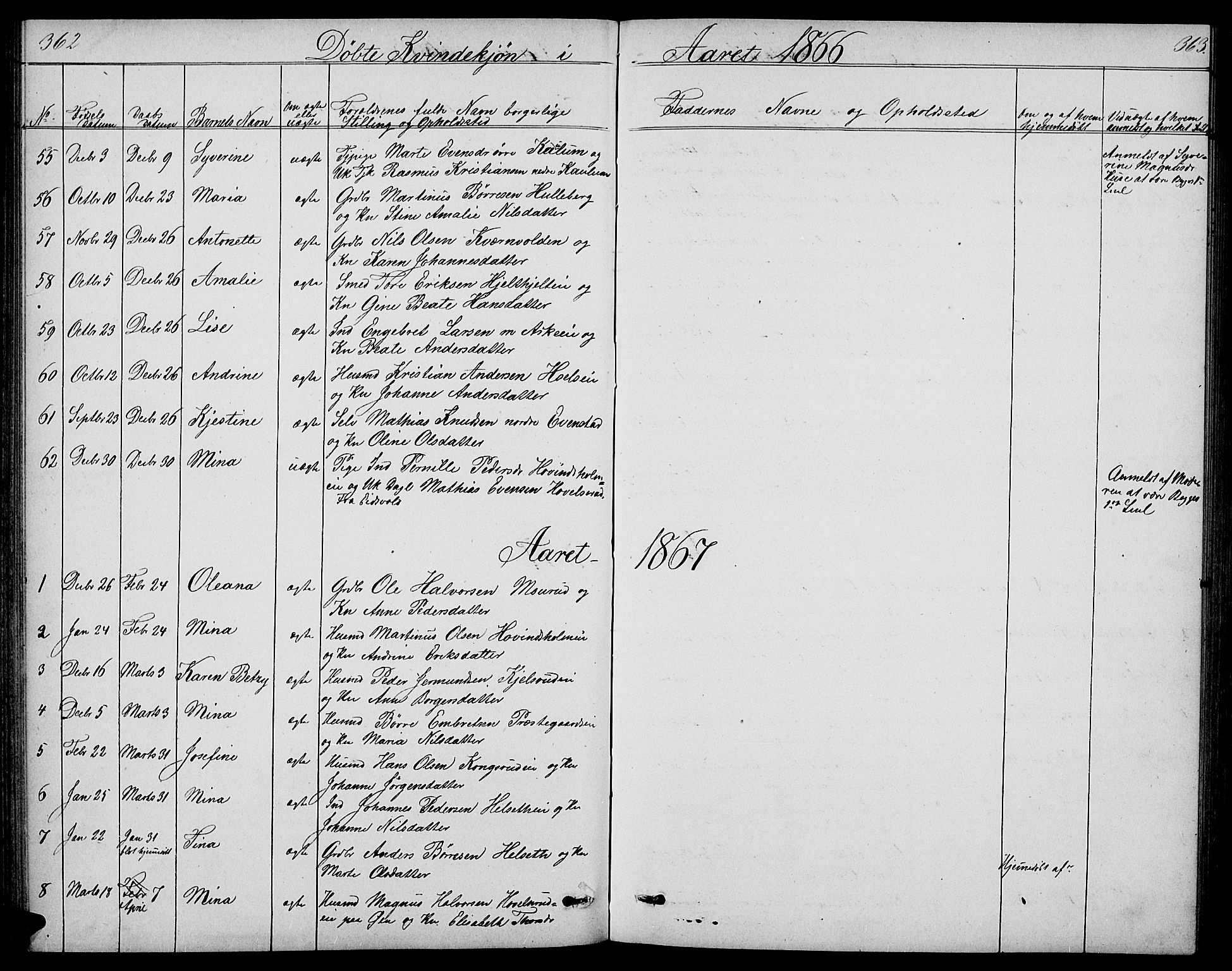 Nes prestekontor, Hedmark, SAH/PREST-020/L/La/L0005: Parish register (copy) no. 5, 1852-1889, p. 362-363