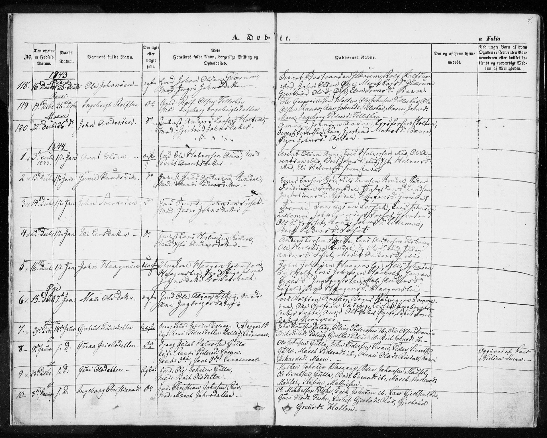 Ministerialprotokoller, klokkerbøker og fødselsregistre - Møre og Romsdal, SAT/A-1454/595/L1043: Parish register (official) no. 595A05, 1843-1851, p. 8