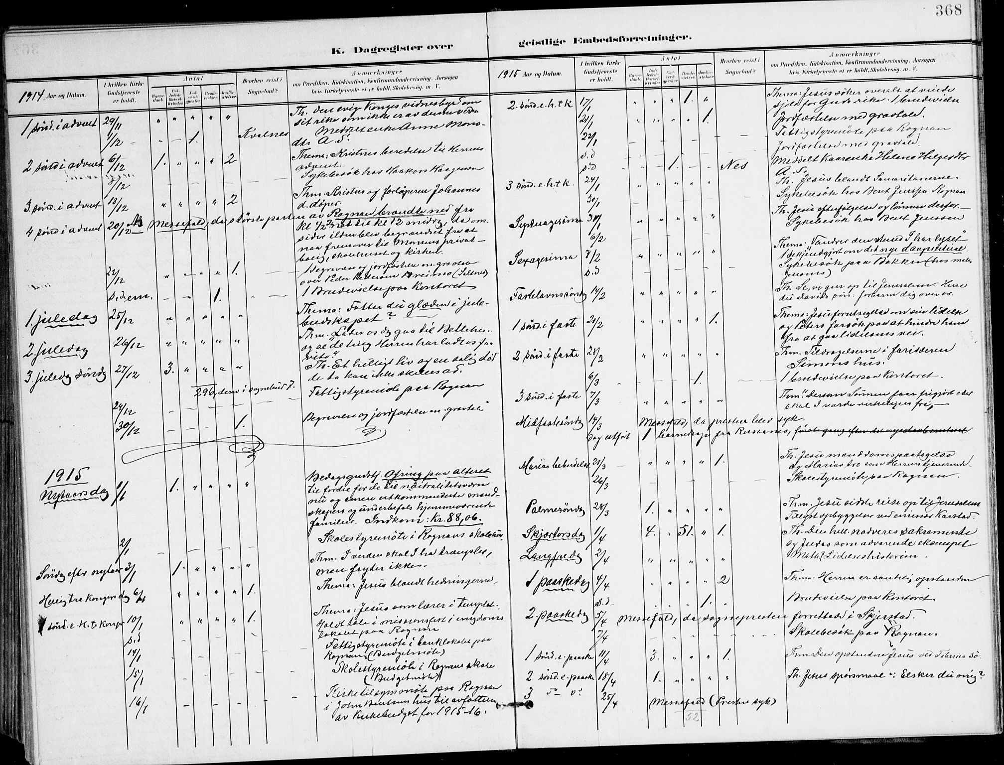 Ministerialprotokoller, klokkerbøker og fødselsregistre - Nordland, SAT/A-1459/847/L0672: Parish register (official) no. 847A12, 1902-1919, p. 368