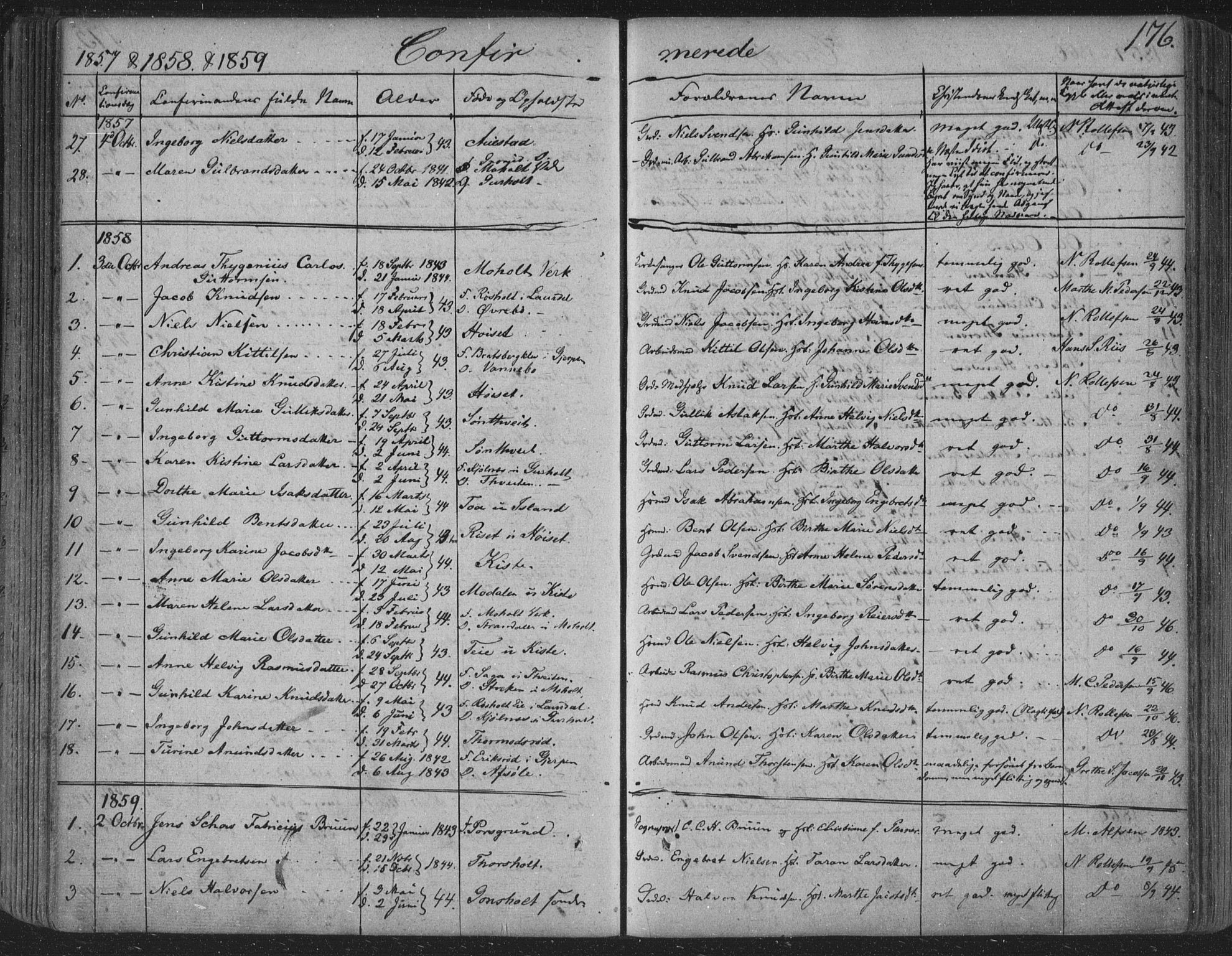 Siljan kirkebøker, SAKO/A-300/F/Fa/L0001: Parish register (official) no. 1, 1831-1870, p. 176