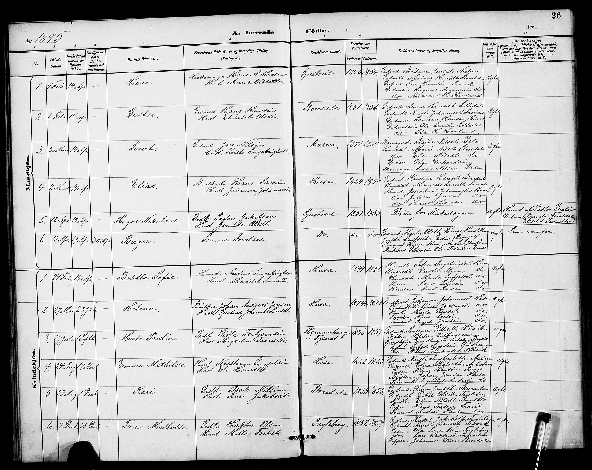 Kvinnherad sokneprestembete, SAB/A-76401/H/Hab: Parish register (copy) no. E 1, 1885-1921, p. 26