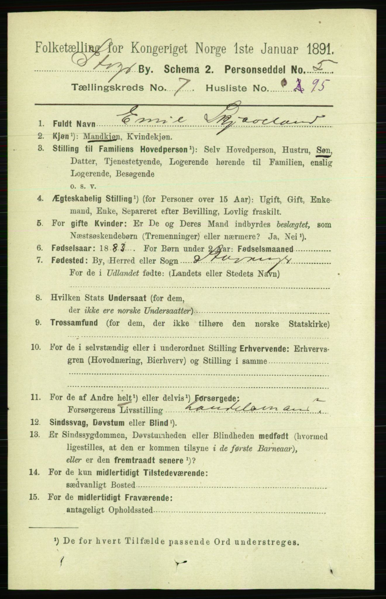 RA, 1891 census for 1103 Stavanger, 1891, p. 11971