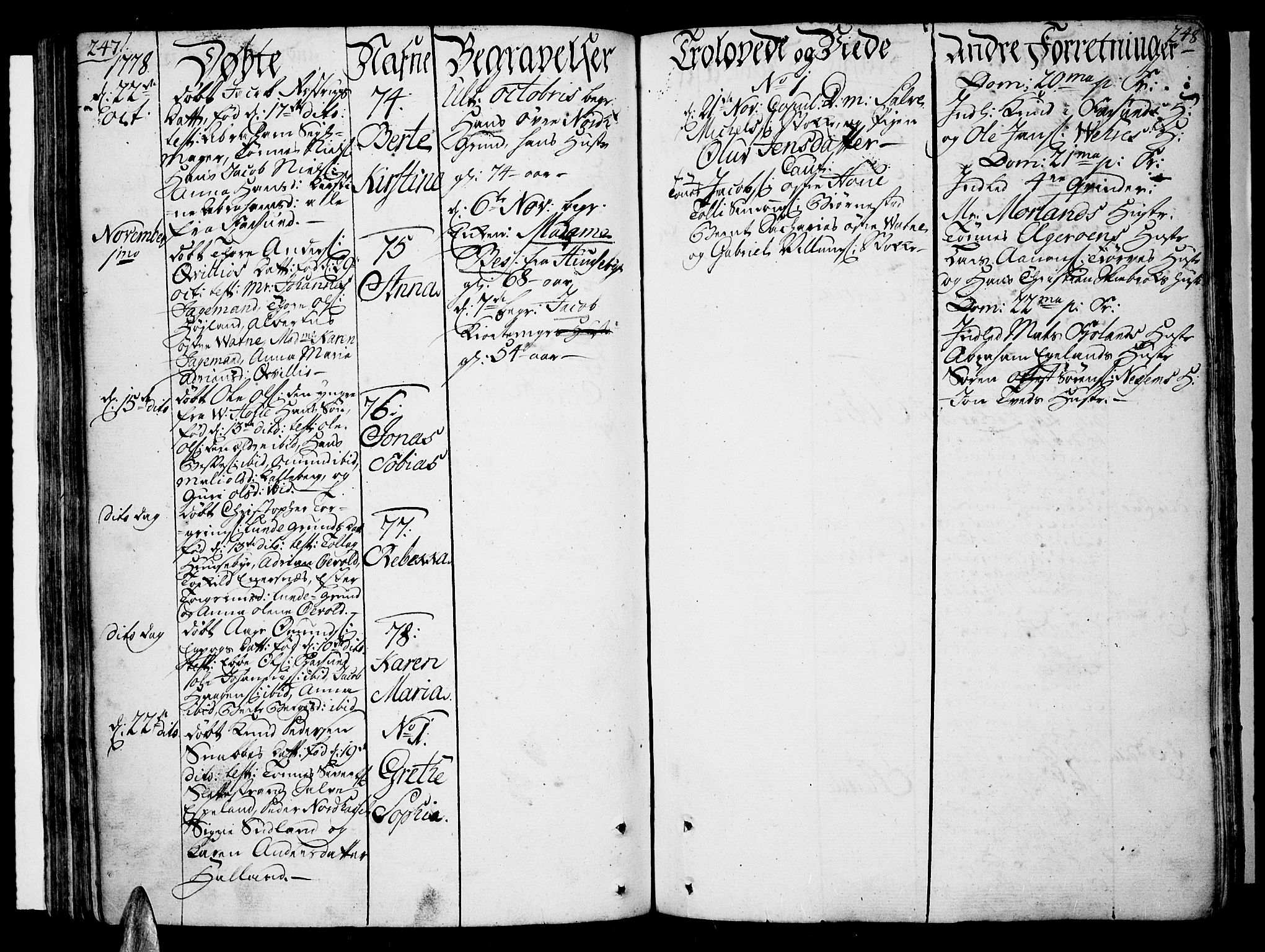 Lista sokneprestkontor, AV/SAK-1111-0027/F/Fa/L0004: Parish register (official) no. A 4, 1768-1794, p. 247-248