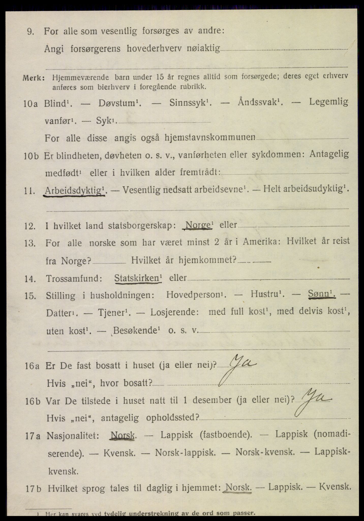 SAT, 1920 census for Vefsn, 1920, p. 11696