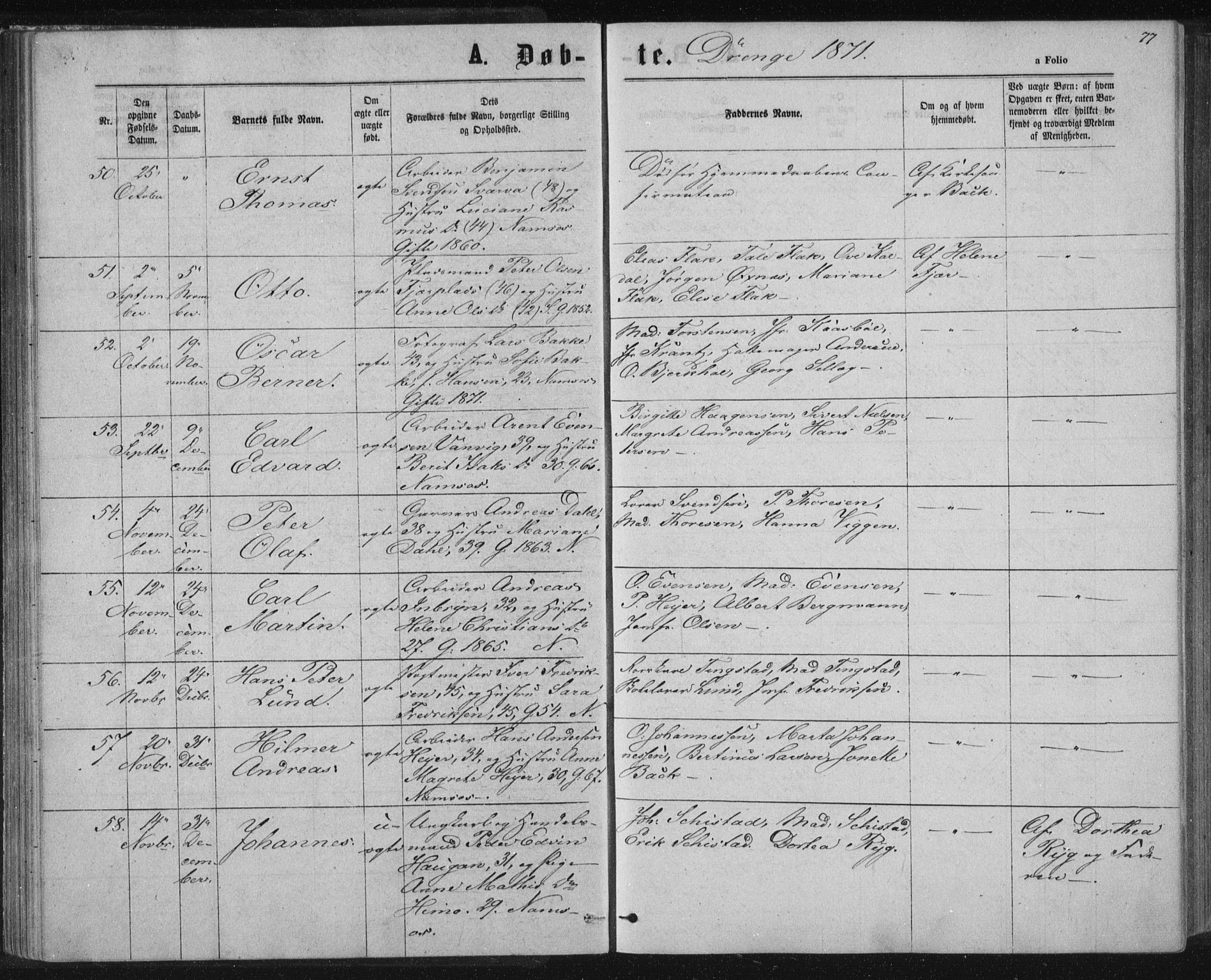 Ministerialprotokoller, klokkerbøker og fødselsregistre - Nord-Trøndelag, AV/SAT-A-1458/768/L0570: Parish register (official) no. 768A05, 1865-1874, p. 77