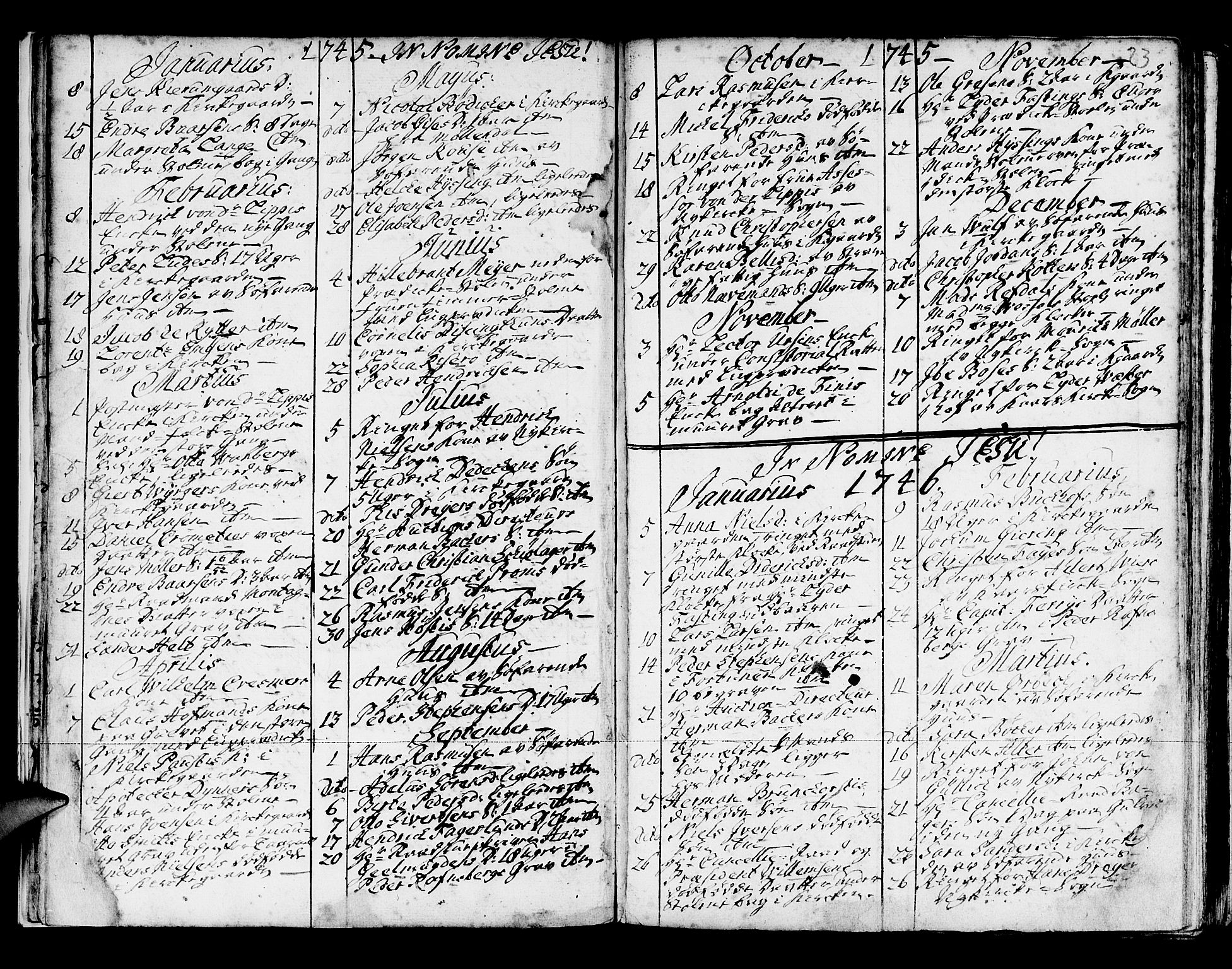 Domkirken sokneprestembete, SAB/A-74801/H/Haa/L0008: Parish register (official) no. A 8, 1725-1775, p. 23