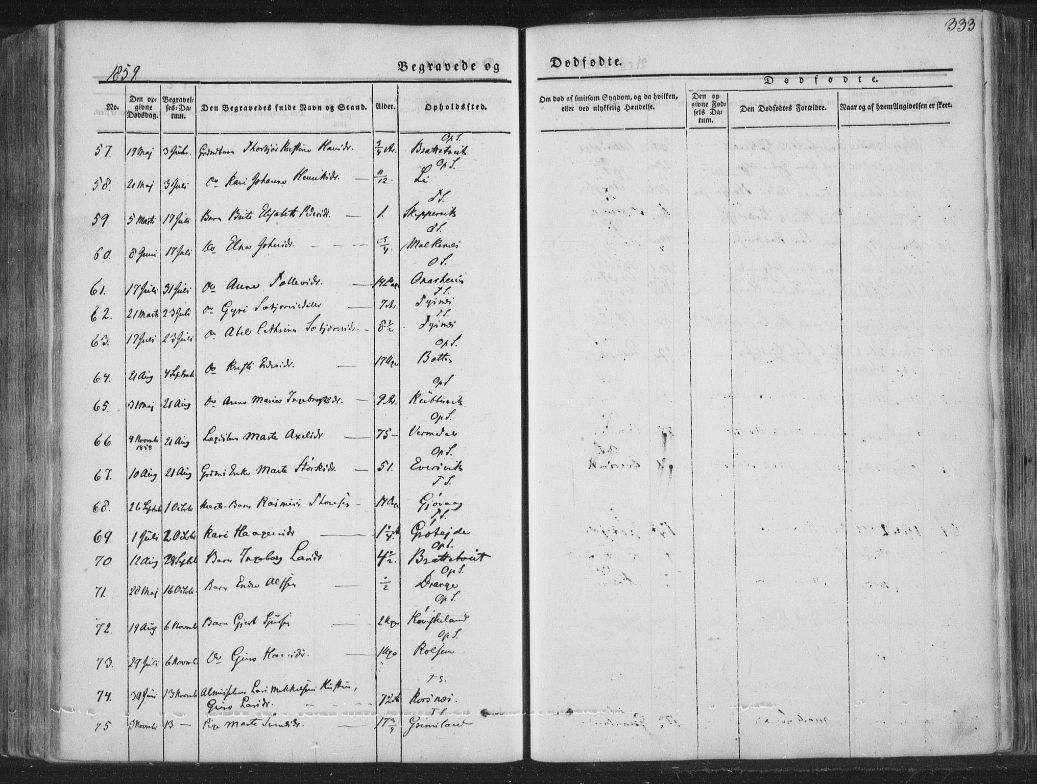 Tysnes sokneprestembete, AV/SAB-A-78601/H/Haa: Parish register (official) no. A 10, 1848-1859, p. 333