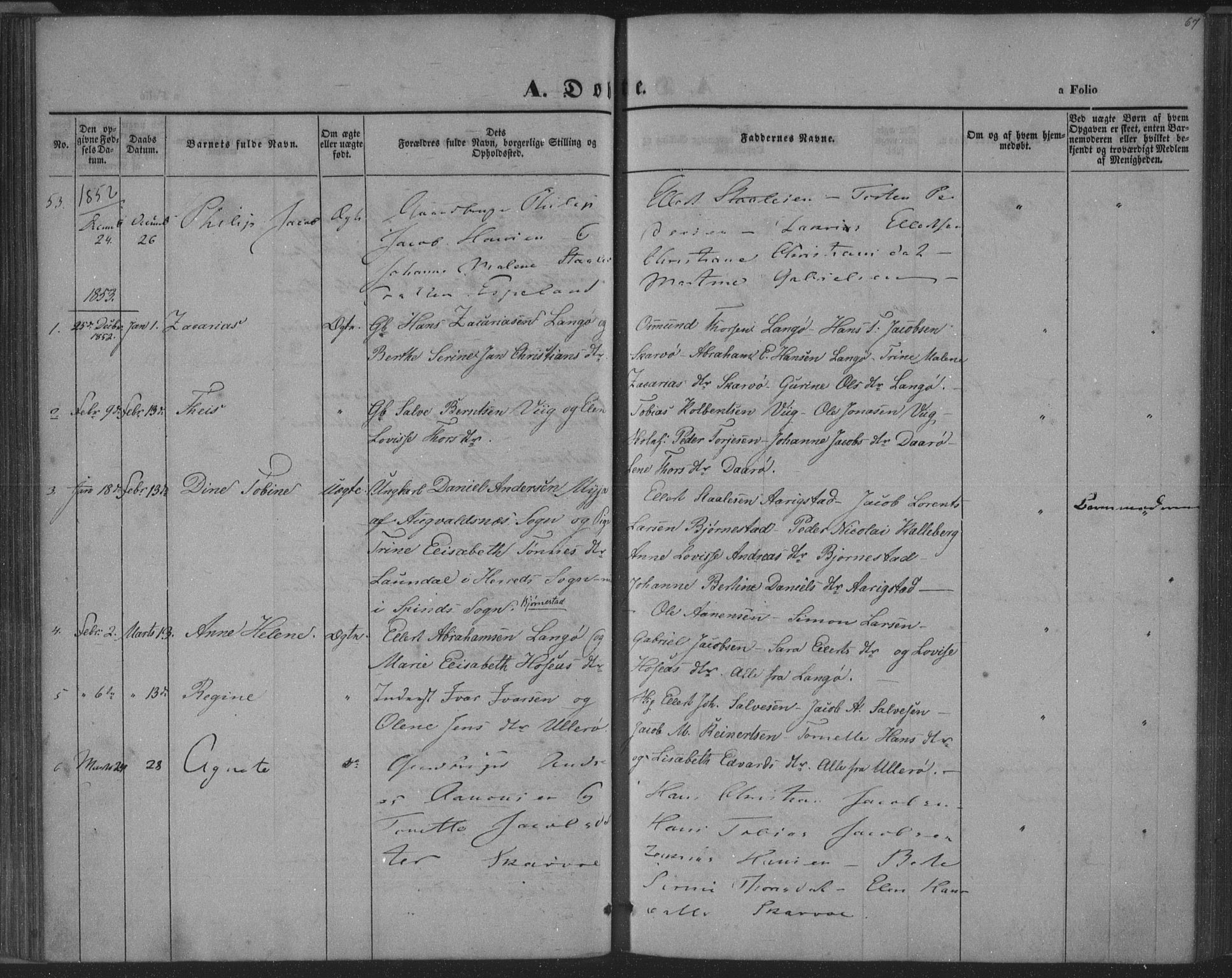 Herad sokneprestkontor, SAK/1111-0018/F/Fa/Fab/L0003: Parish register (official) no. A 3, 1844-1853, p. 67
