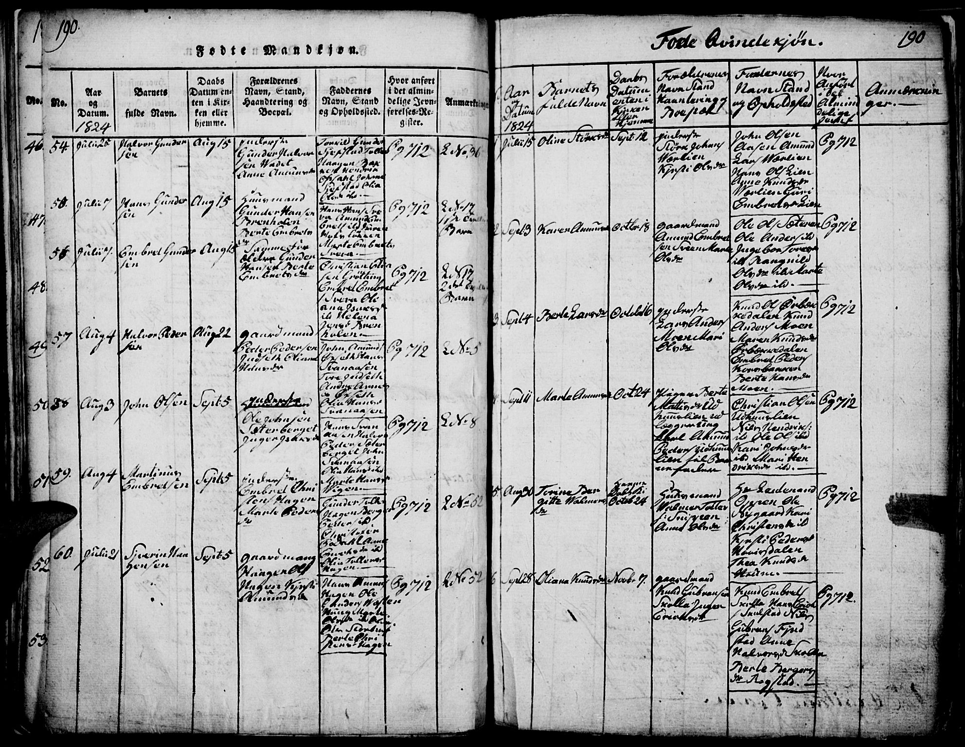 Elverum prestekontor, AV/SAH-PREST-044/H/Ha/Haa/L0007: Parish register (official) no. 7, 1815-1830, p. 190-191