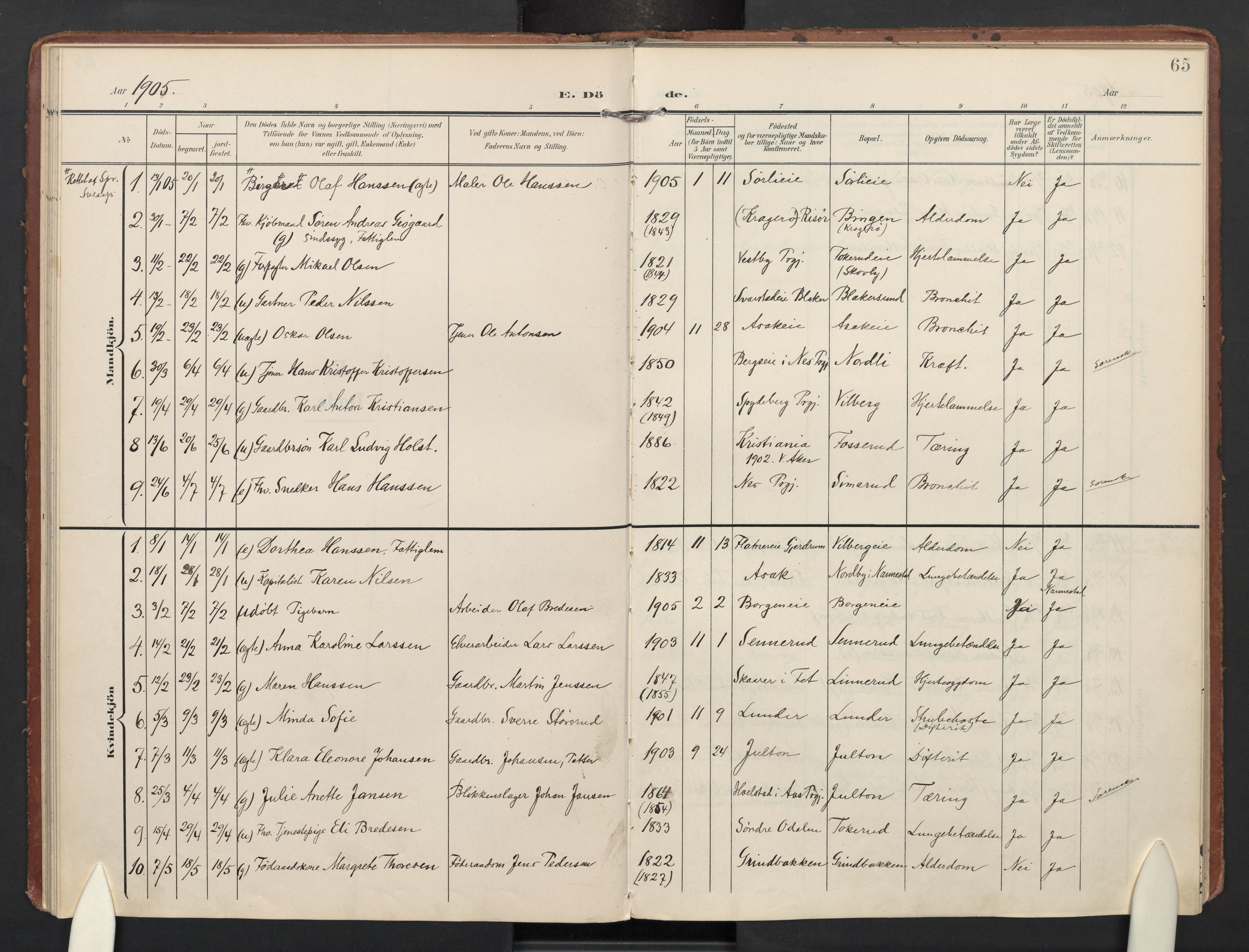 Sørum prestekontor Kirkebøker, AV/SAO-A-10303/F/Fa/L0009: Parish register (official) no. I 9, 1905-1931, p. 65