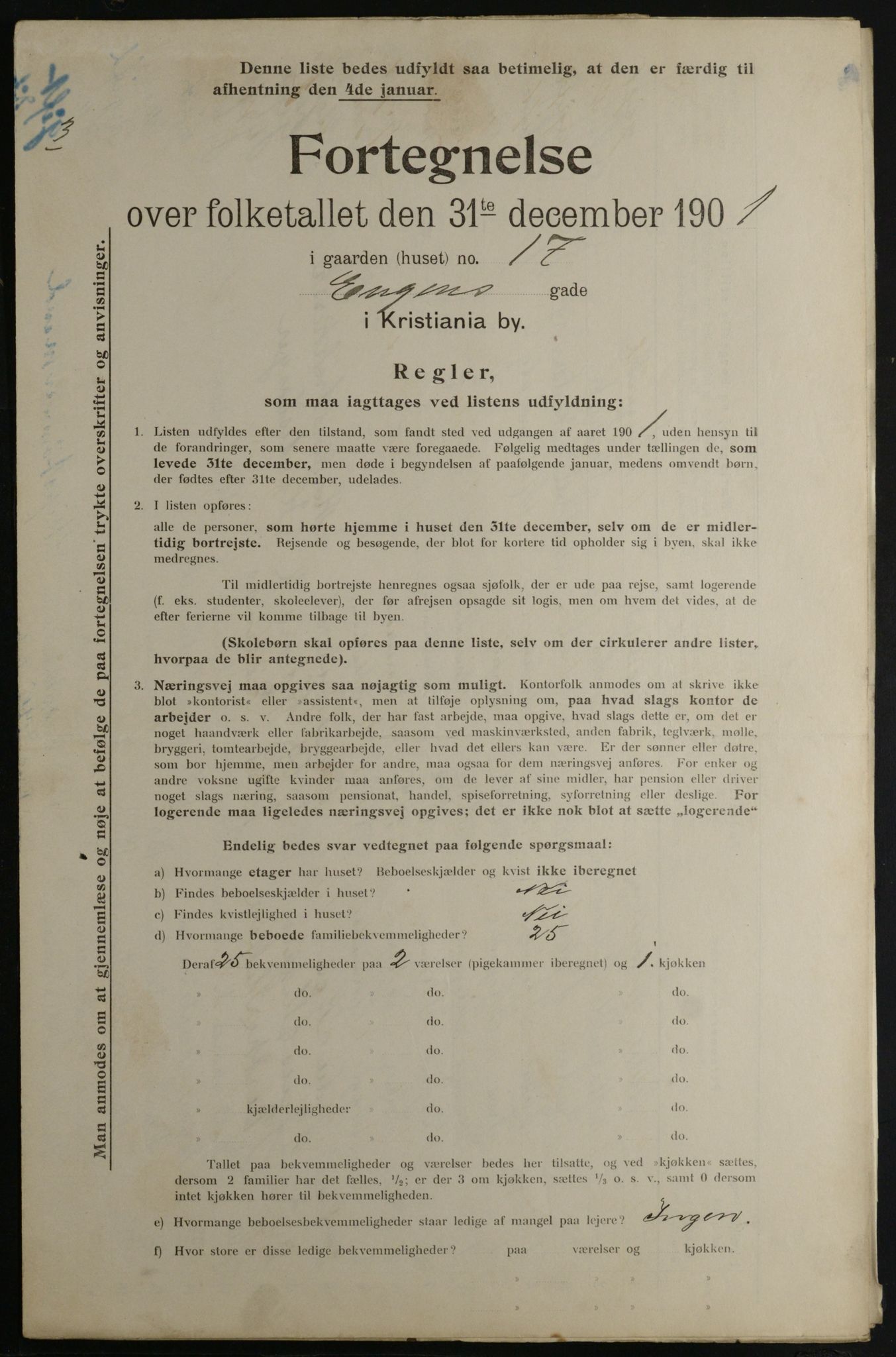 OBA, Municipal Census 1901 for Kristiania, 1901, p. 3538