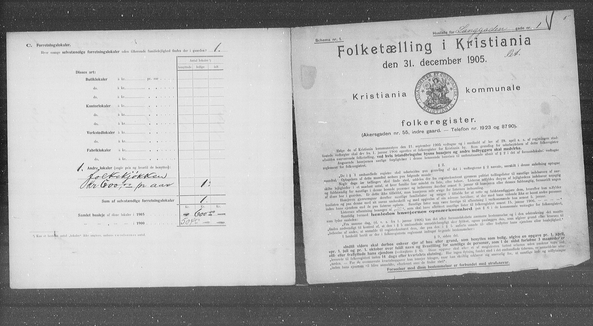 OBA, Municipal Census 1905 for Kristiania, 1905, p. 29600