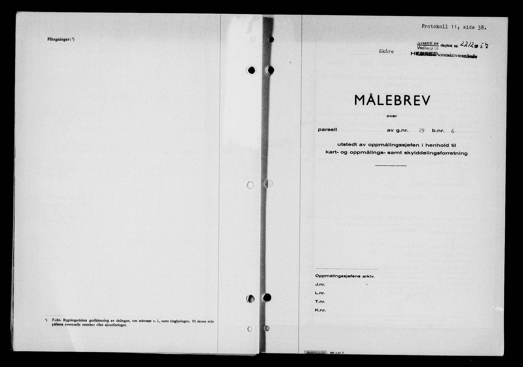 Karmsund sorenskriveri, AV/SAST-A-100311/01/II/IIB/L0125: Mortgage book no. 105A, 1957-1957, Diary no: : 2212/1957