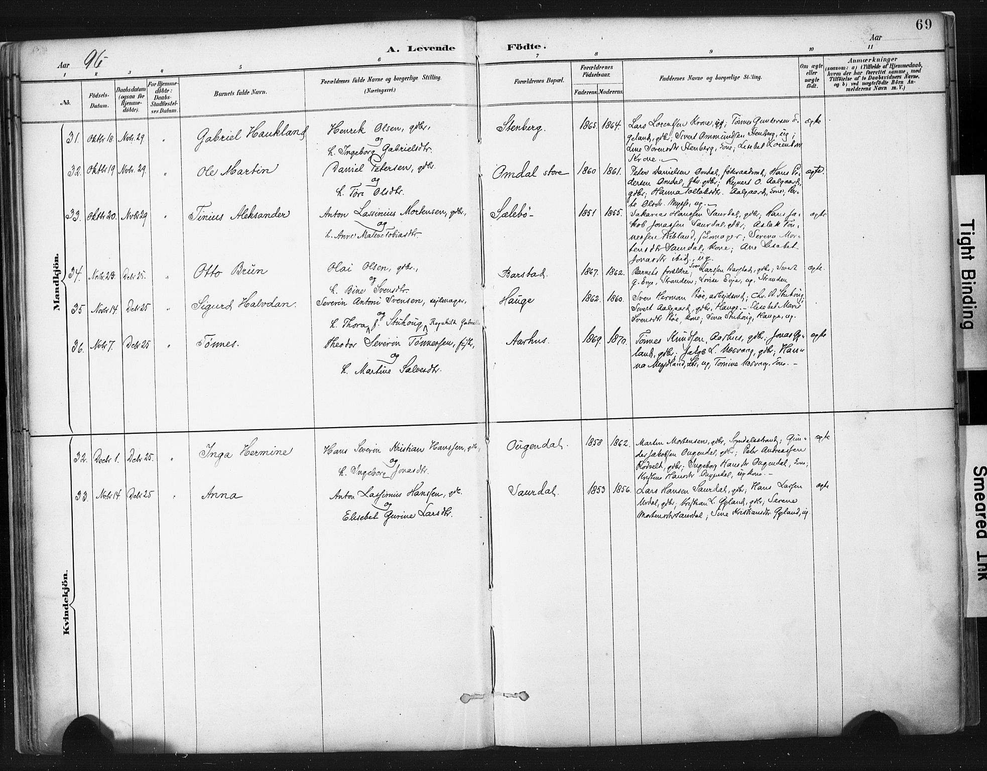 Sokndal sokneprestkontor, AV/SAST-A-101808: Parish register (official) no. A 11.1, 1887-1905, p. 69