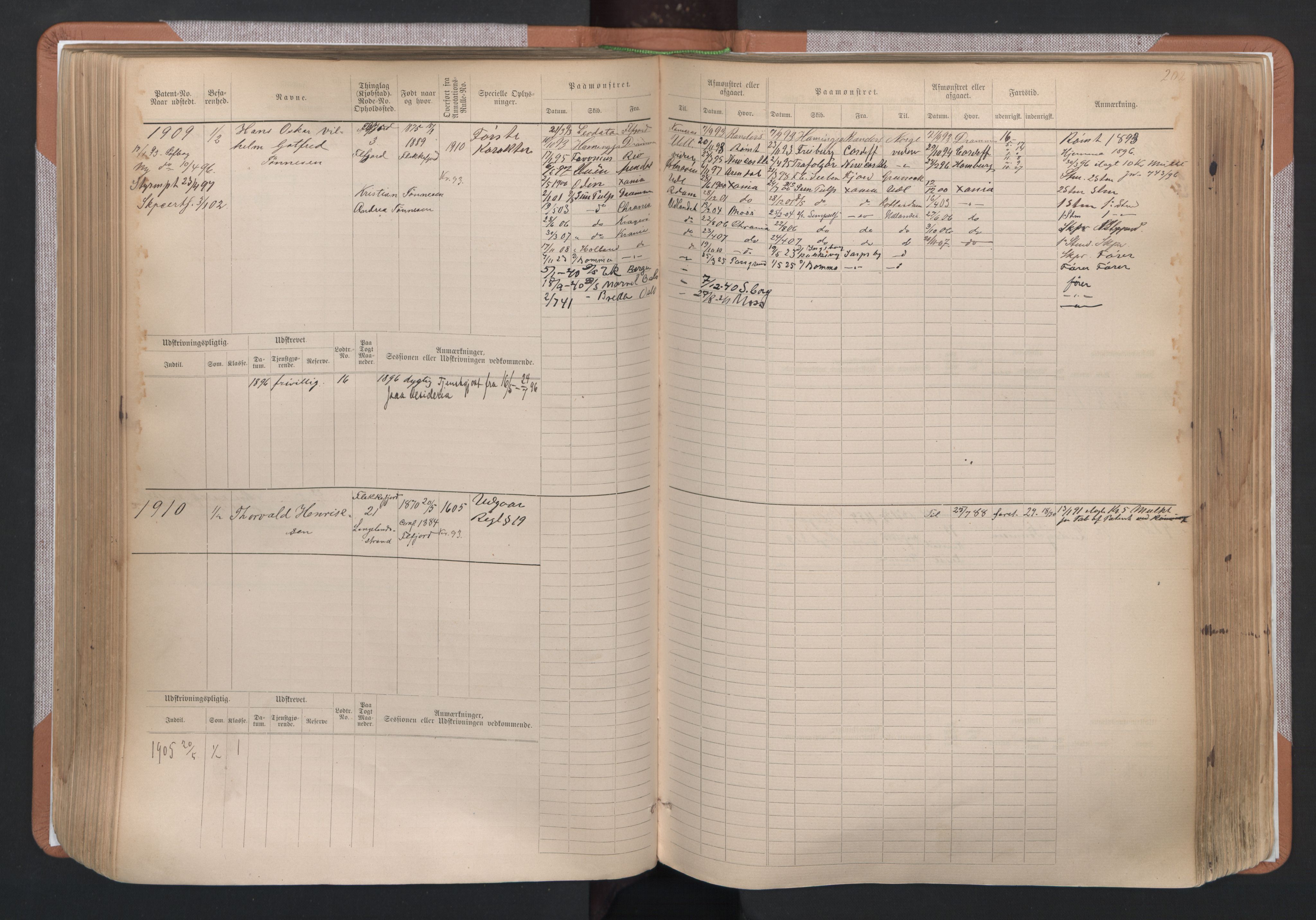 Flekkefjord mønstringskrets, AV/SAK-2031-0018/F/Fb/L0003: Hovedrulle nr 1515-2326, N-6, 1885-1934, p. 204