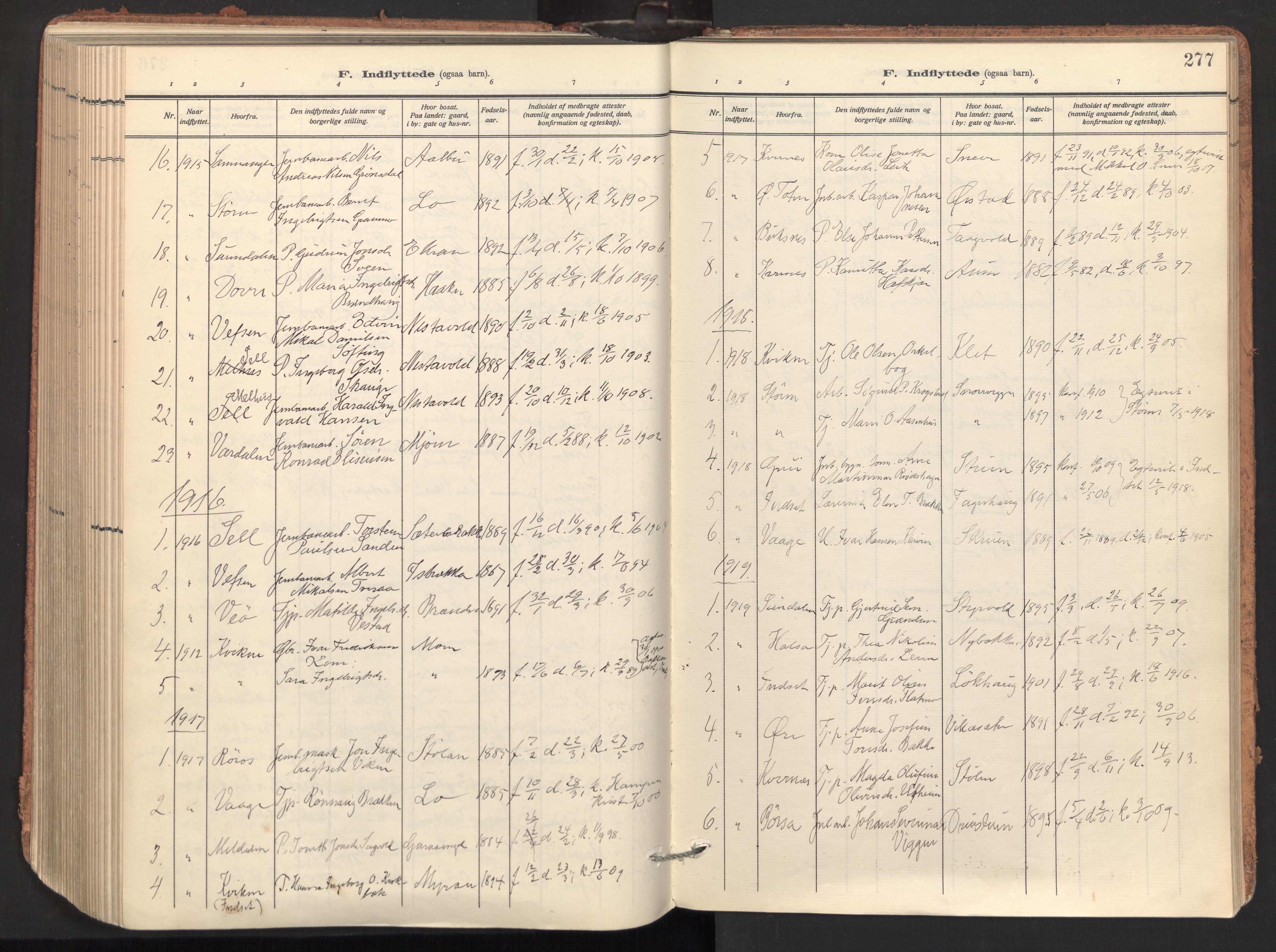 Ministerialprotokoller, klokkerbøker og fødselsregistre - Sør-Trøndelag, SAT/A-1456/678/L0909: Parish register (official) no. 678A17, 1912-1930, p. 277