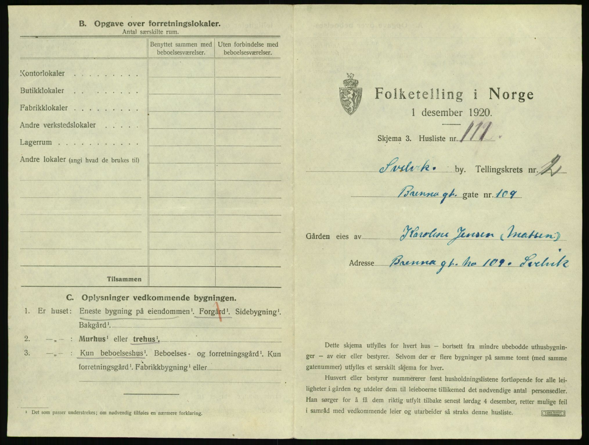 SAKO, 1920 census for Svelvik, 1920, p. 499