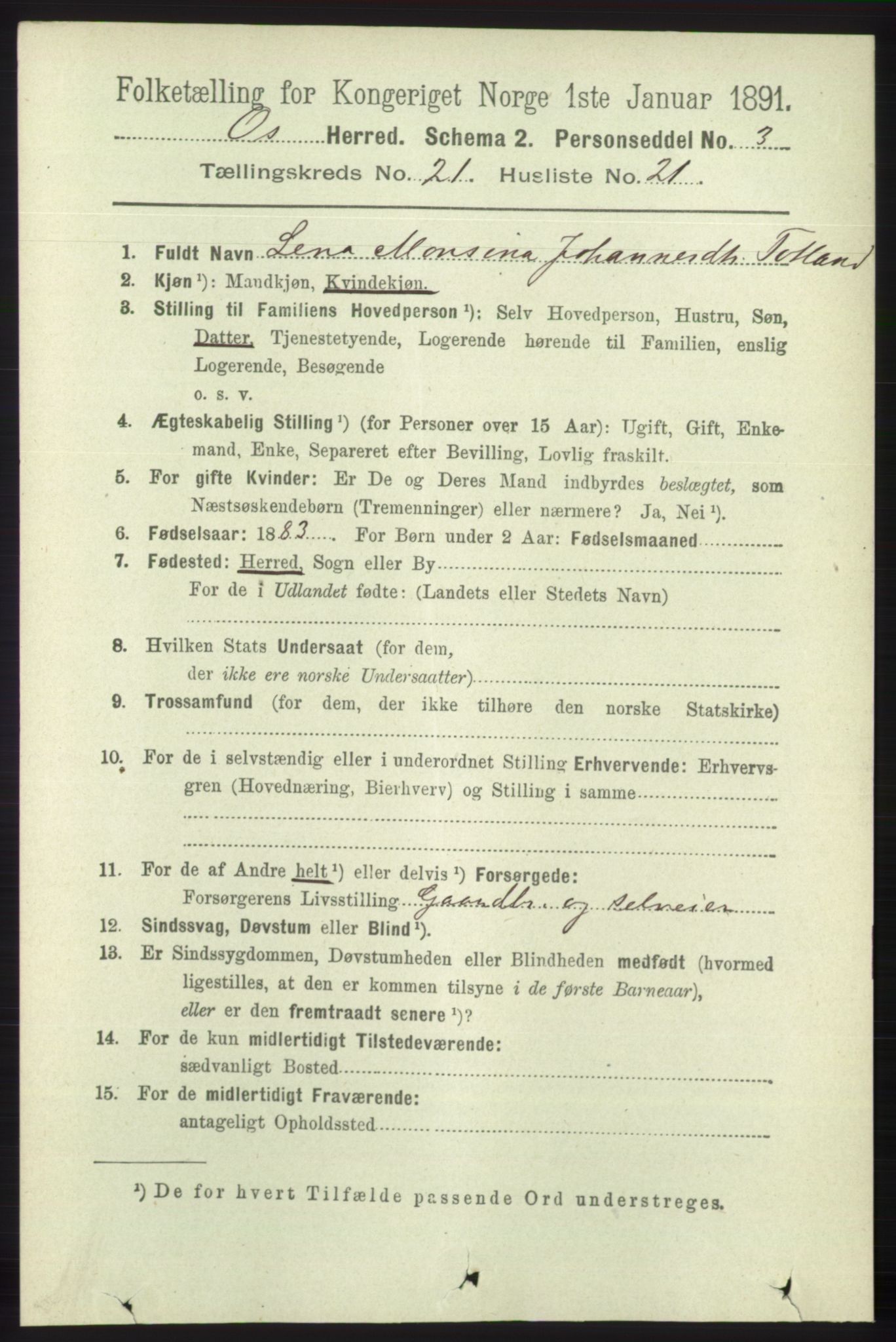 RA, 1891 census for 1243 Os, 1891, p. 4986