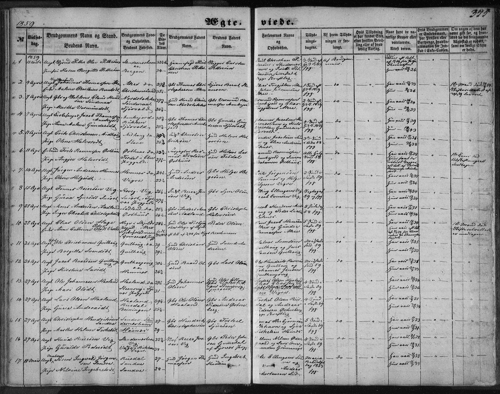 Skudenes sokneprestkontor, AV/SAST-A -101849/H/Ha/Haa/L0005: Parish register (official) no. A 3.2, 1847-1863, p. 355