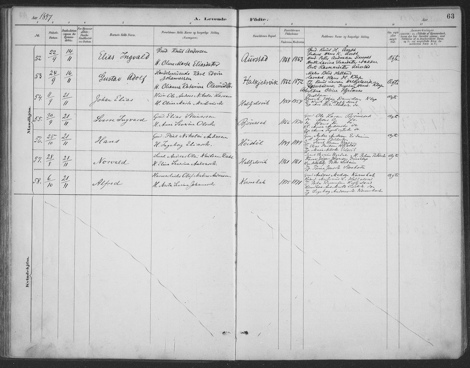 Ministerialprotokoller, klokkerbøker og fødselsregistre - Møre og Romsdal, AV/SAT-A-1454/511/L0142: Parish register (official) no. 511A09, 1891-1905, p. 63