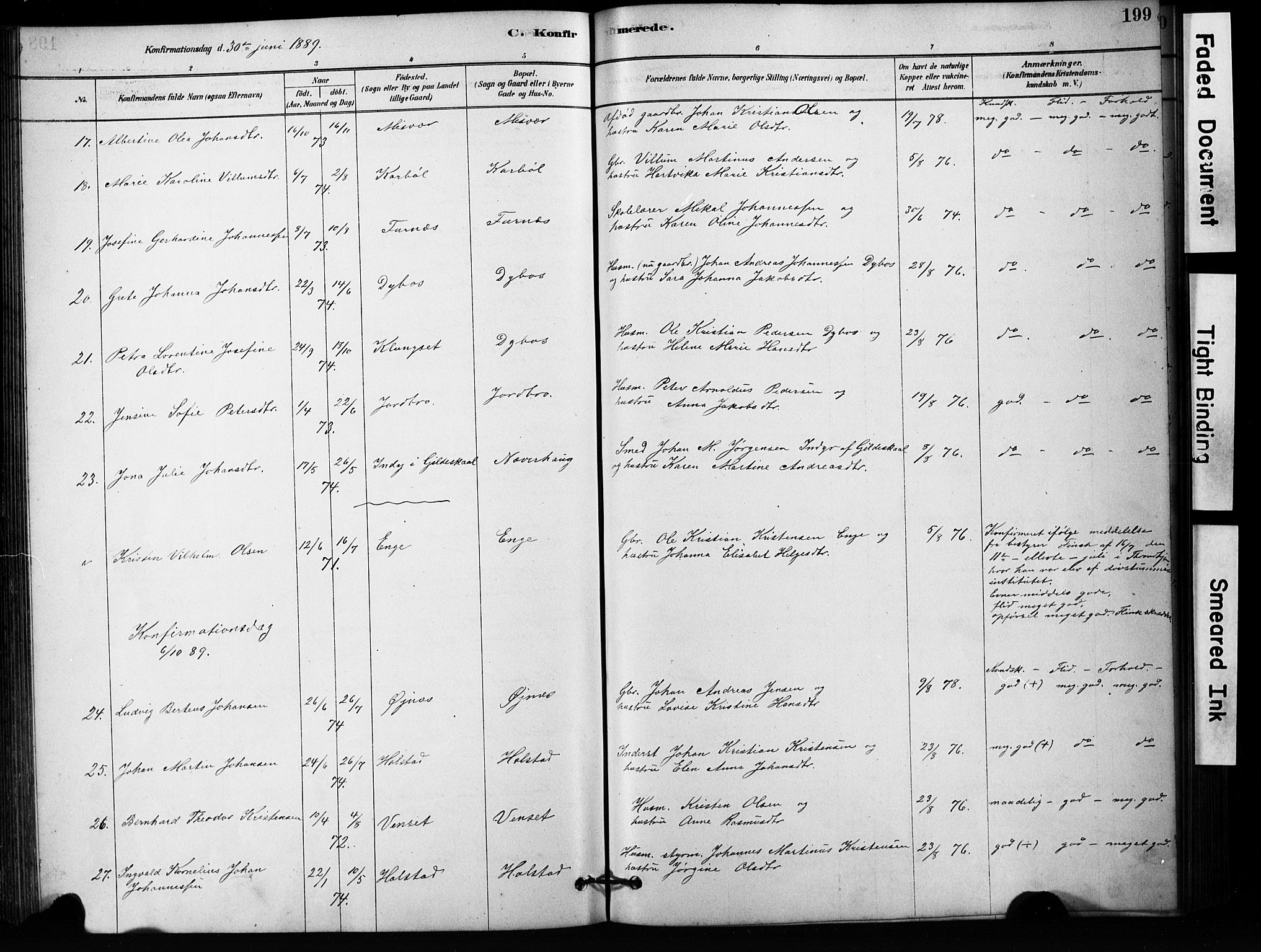 Ministerialprotokoller, klokkerbøker og fødselsregistre - Nordland, AV/SAT-A-1459/852/L0754: Parish register (copy) no. 852C05, 1878-1894, p. 199