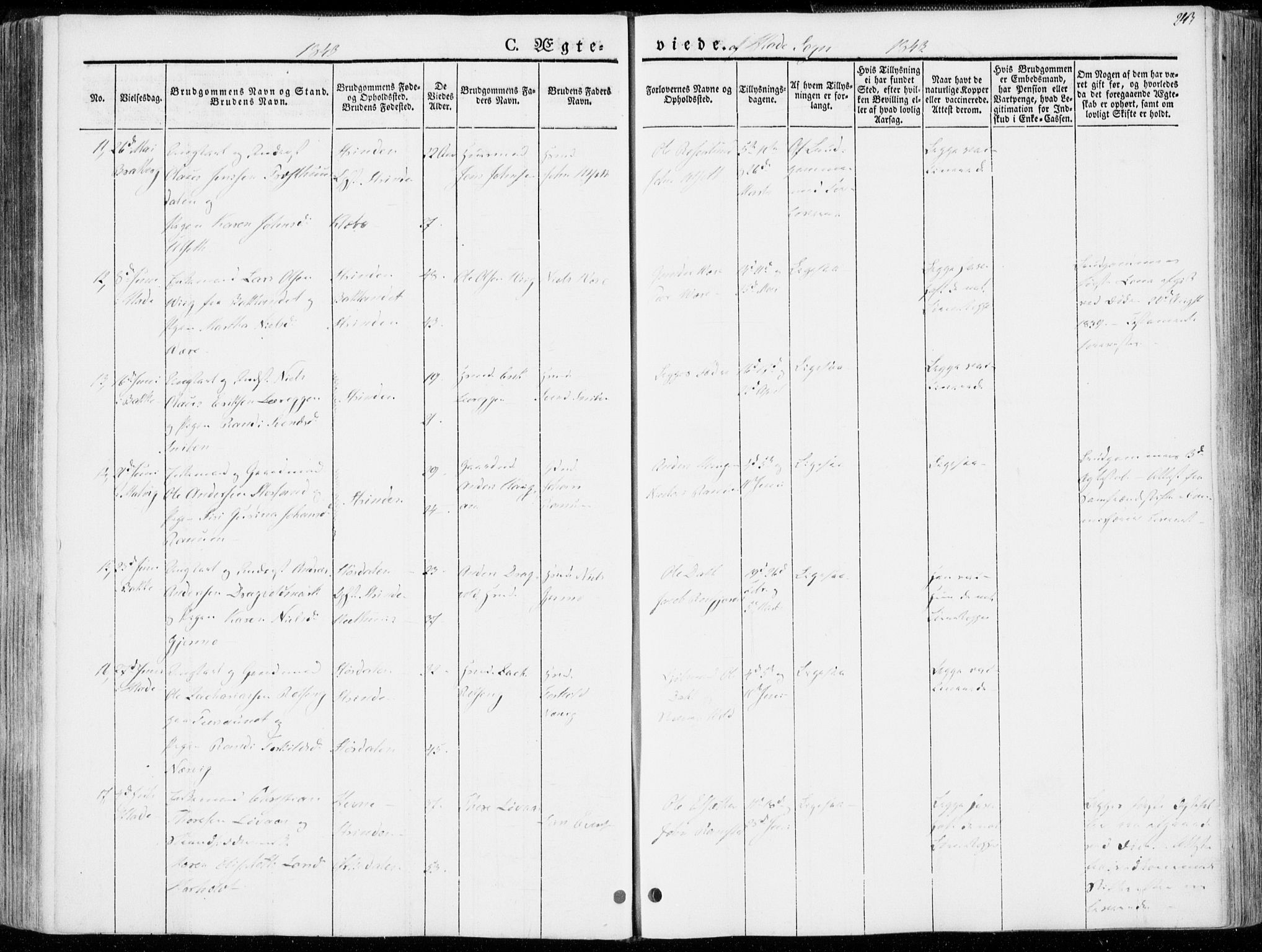 Ministerialprotokoller, klokkerbøker og fødselsregistre - Sør-Trøndelag, SAT/A-1456/606/L0290: Parish register (official) no. 606A05, 1841-1847, p. 243