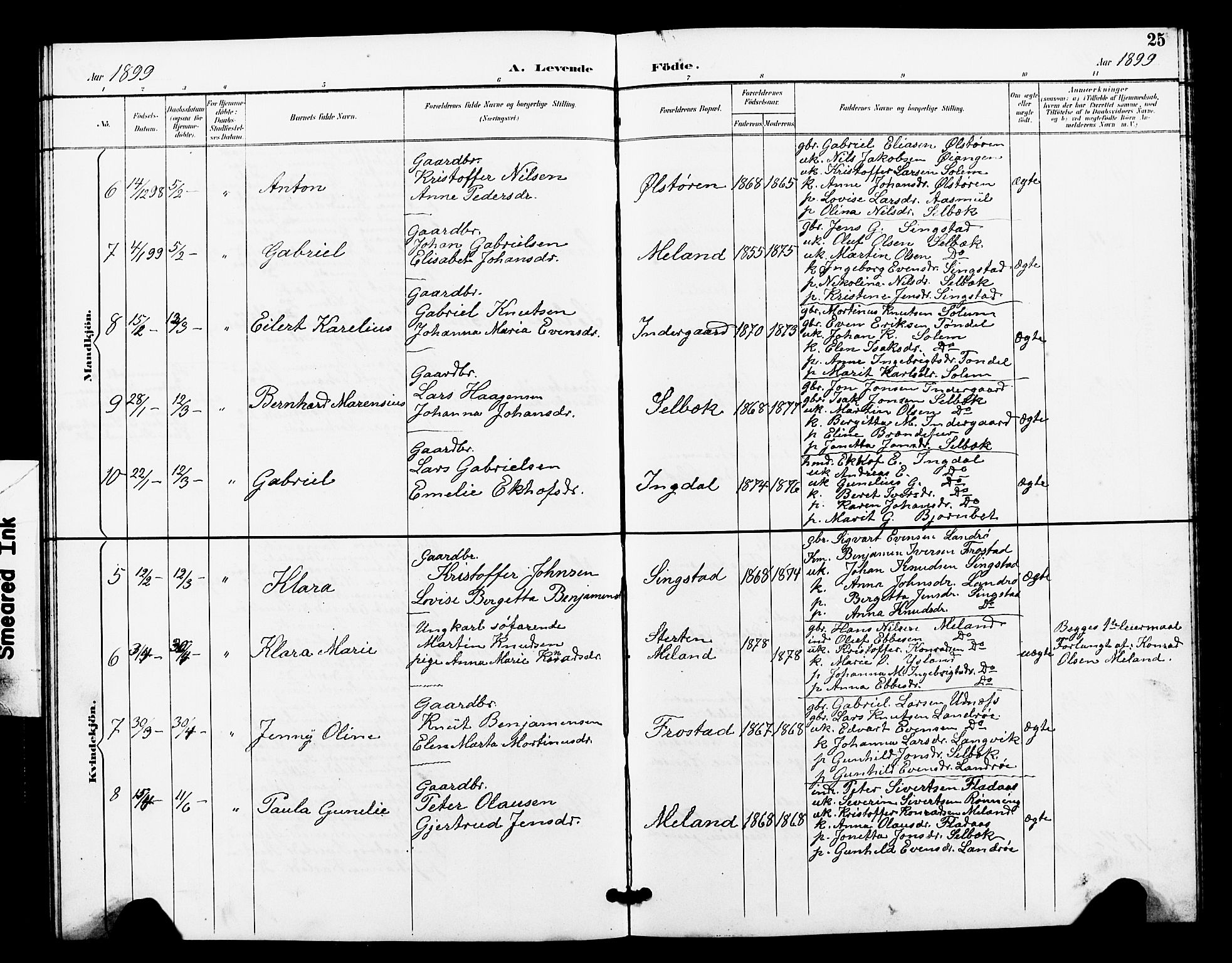 Ministerialprotokoller, klokkerbøker og fødselsregistre - Sør-Trøndelag, SAT/A-1456/663/L0762: Parish register (copy) no. 663C02, 1894-1899, p. 25