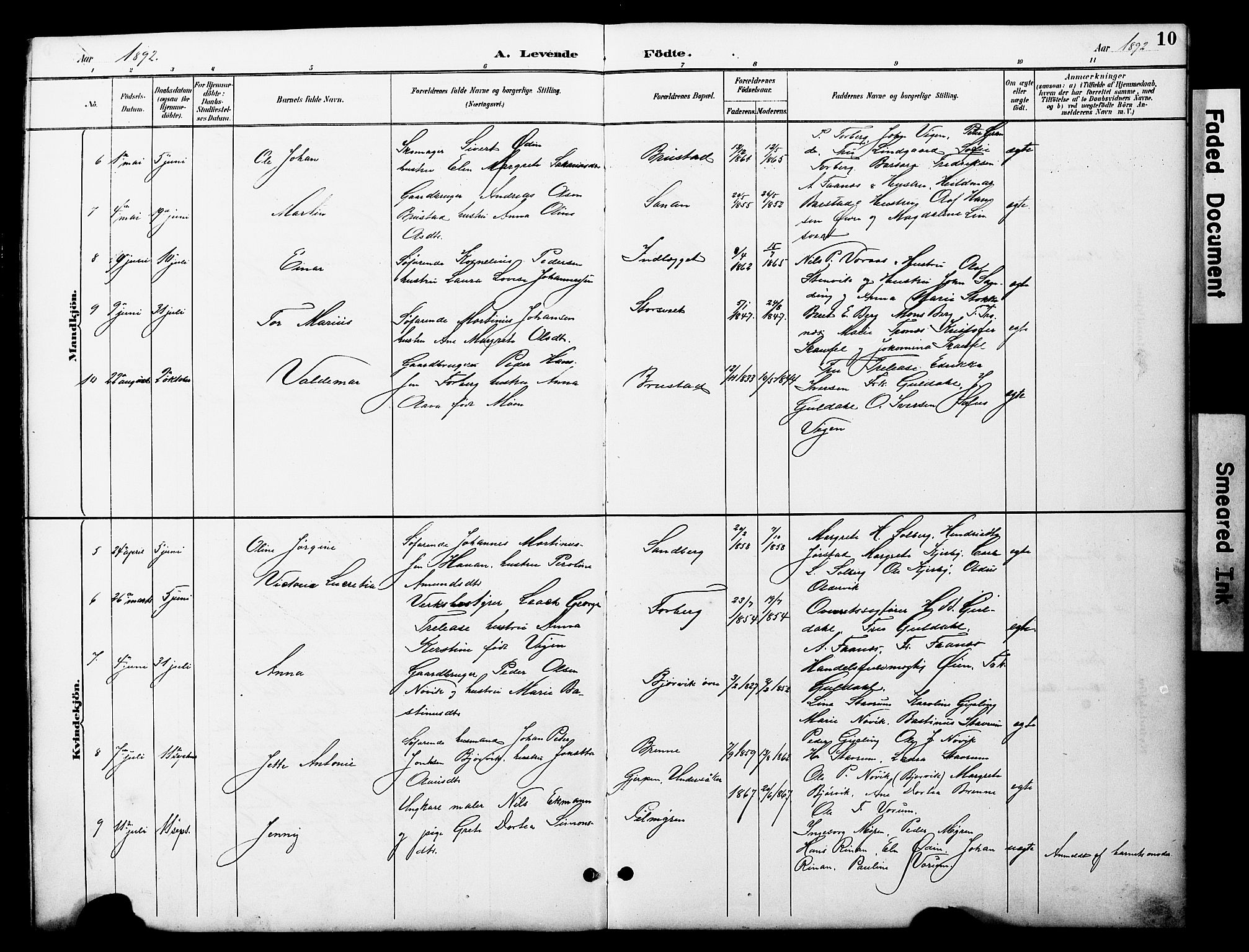 Ministerialprotokoller, klokkerbøker og fødselsregistre - Nord-Trøndelag, AV/SAT-A-1458/722/L0226: Parish register (copy) no. 722C02, 1889-1927, p. 10