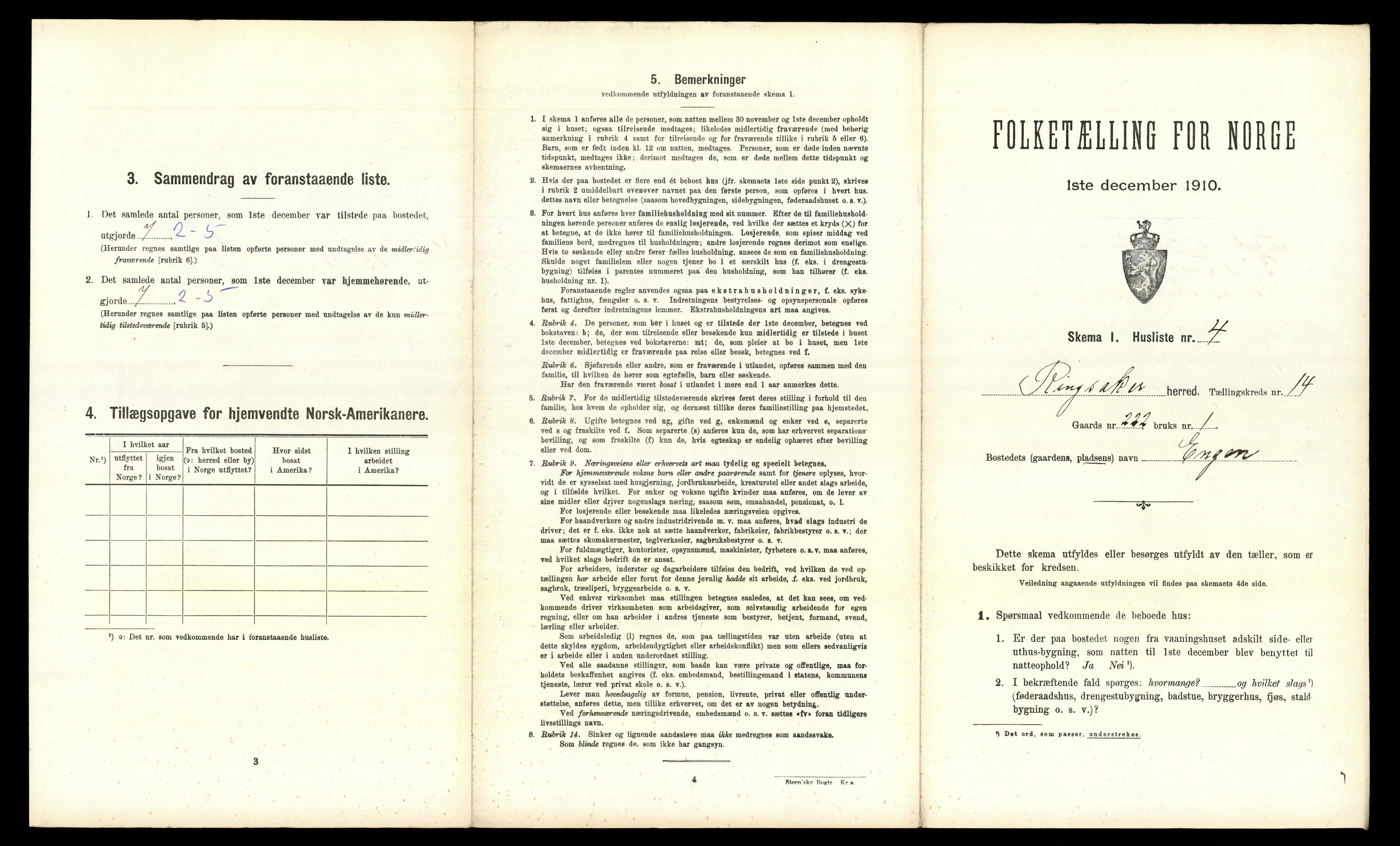 RA, 1910 census for Ringsaker, 1910, p. 2751