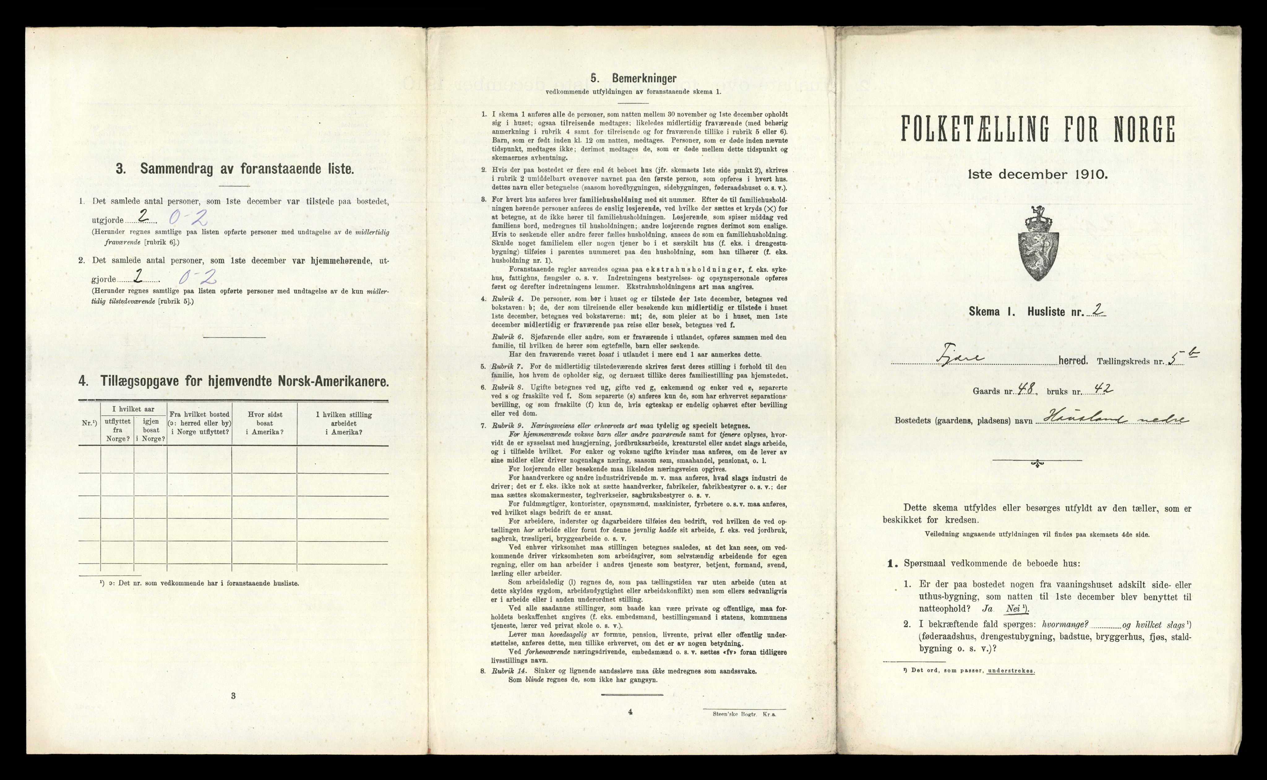 RA, 1910 census for Fjære, 1910, p. 1205