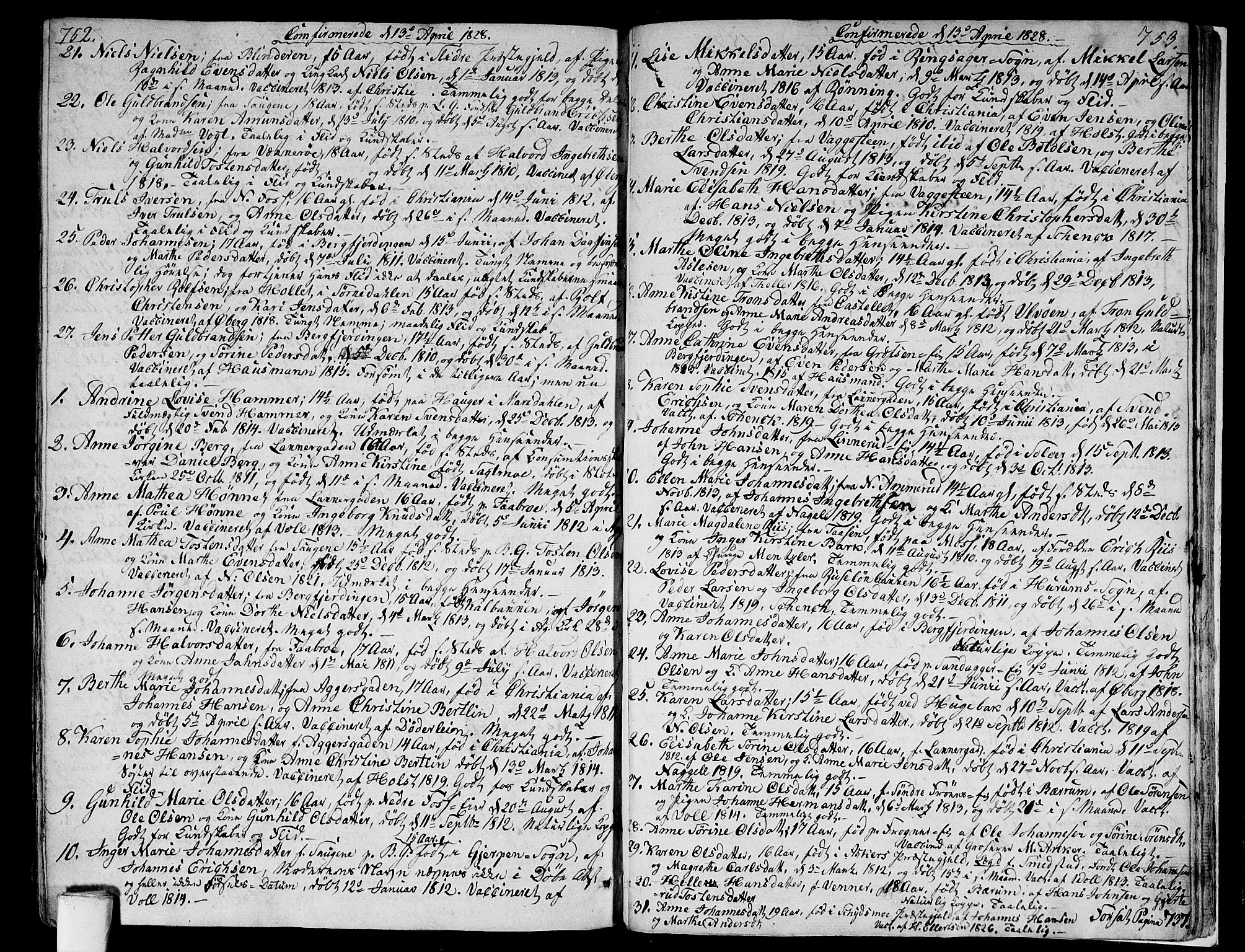 Aker prestekontor kirkebøker, SAO/A-10861/G/L0004: Parish register (copy) no. 4, 1819-1829, p. 752-753