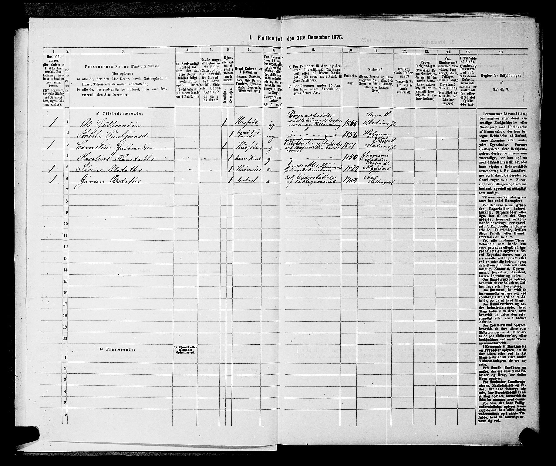 SAKO, 1875 census for 0623P Modum, 1875, p. 1063