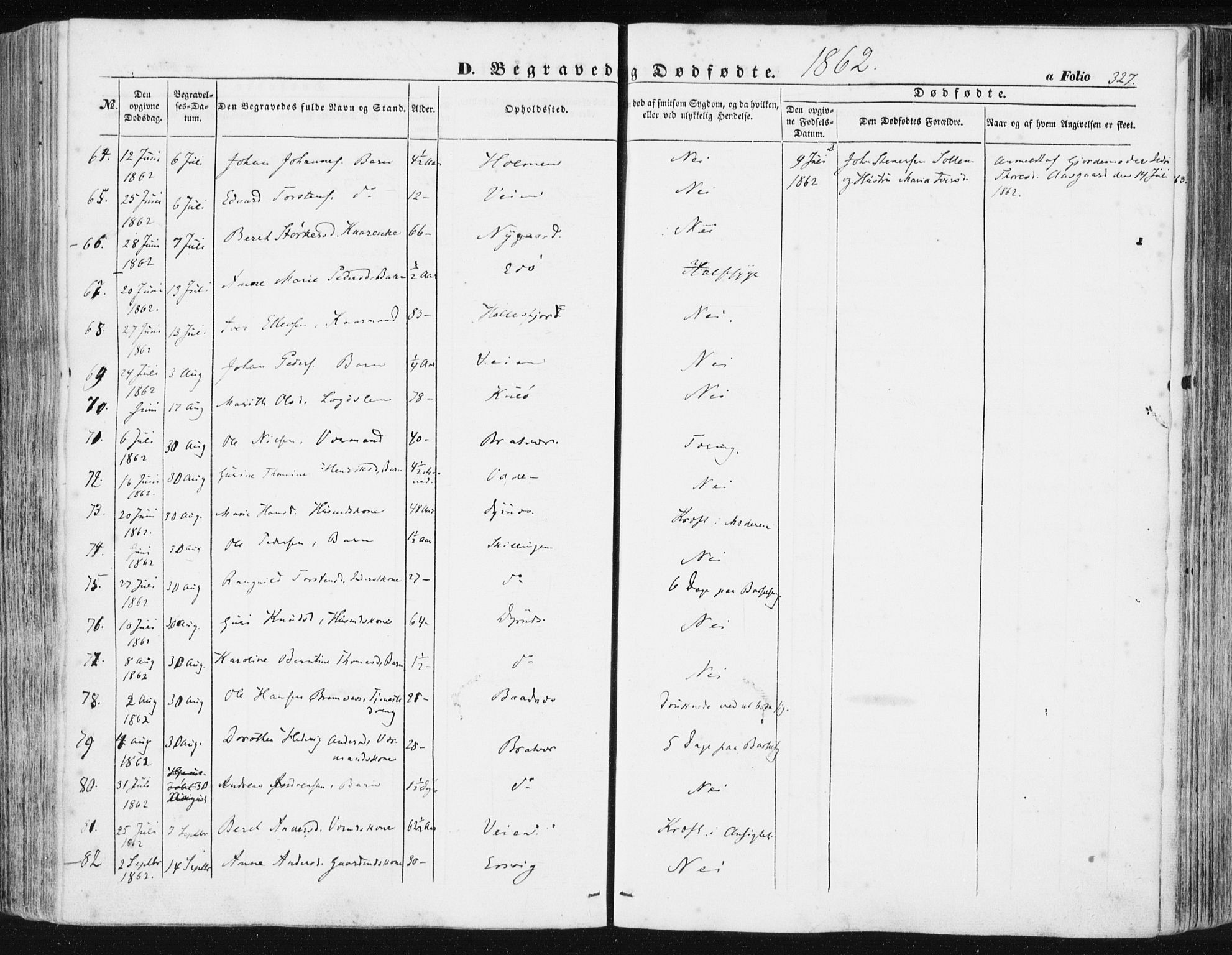 Ministerialprotokoller, klokkerbøker og fødselsregistre - Møre og Romsdal, AV/SAT-A-1454/581/L0937: Parish register (official) no. 581A05, 1853-1872, p. 327