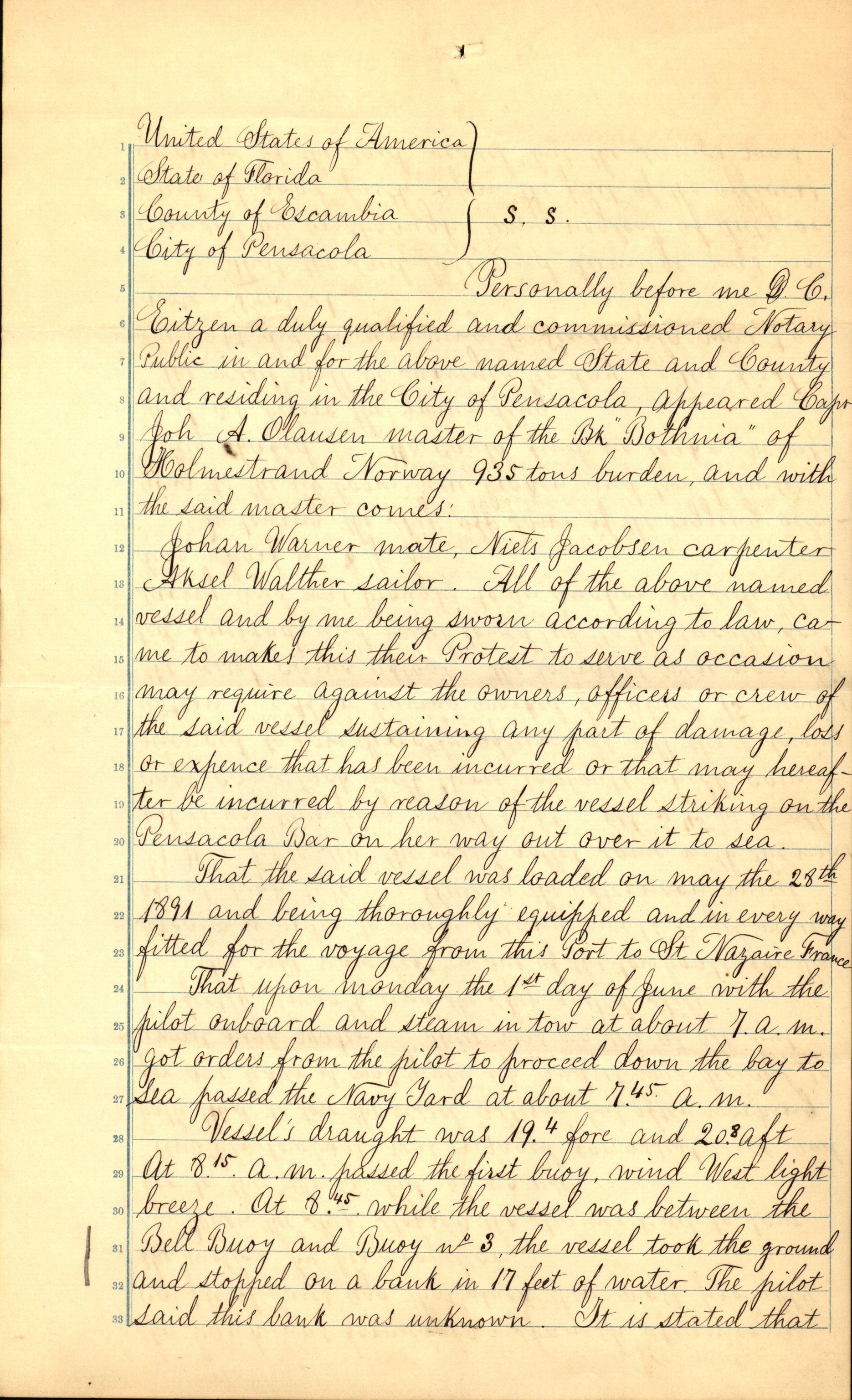 Pa 63 - Østlandske skibsassuranceforening, VEMU/A-1079/G/Ga/L0027/0003: Havaridokumenter / Bothnia, Petropolis, Agathe, Annie, Ispolen, Isploven, 1891, p. 14