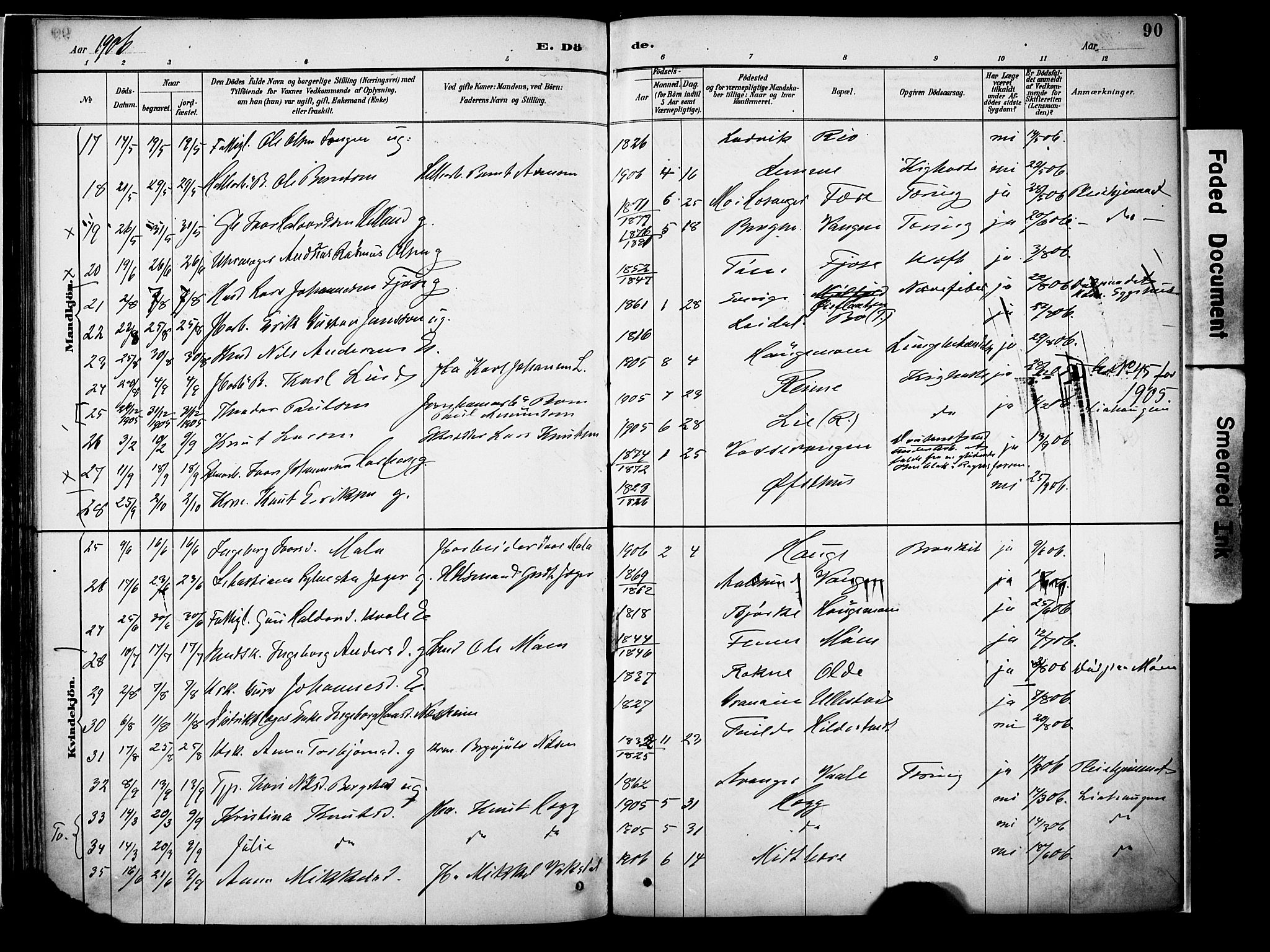 Voss sokneprestembete, AV/SAB-A-79001/H/Haa: Parish register (official) no. A 22, 1887-1909, p. 90