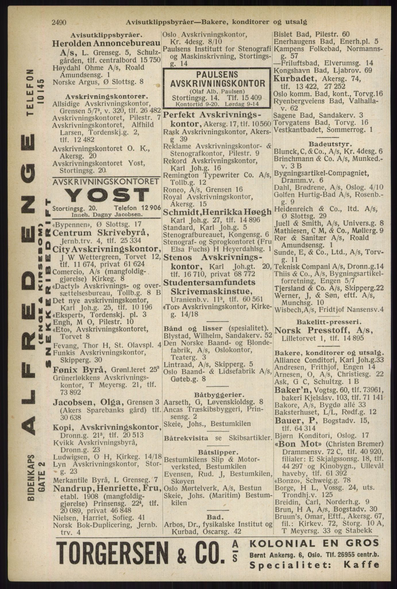 Kristiania/Oslo adressebok, PUBL/-, 1937, p. 2490