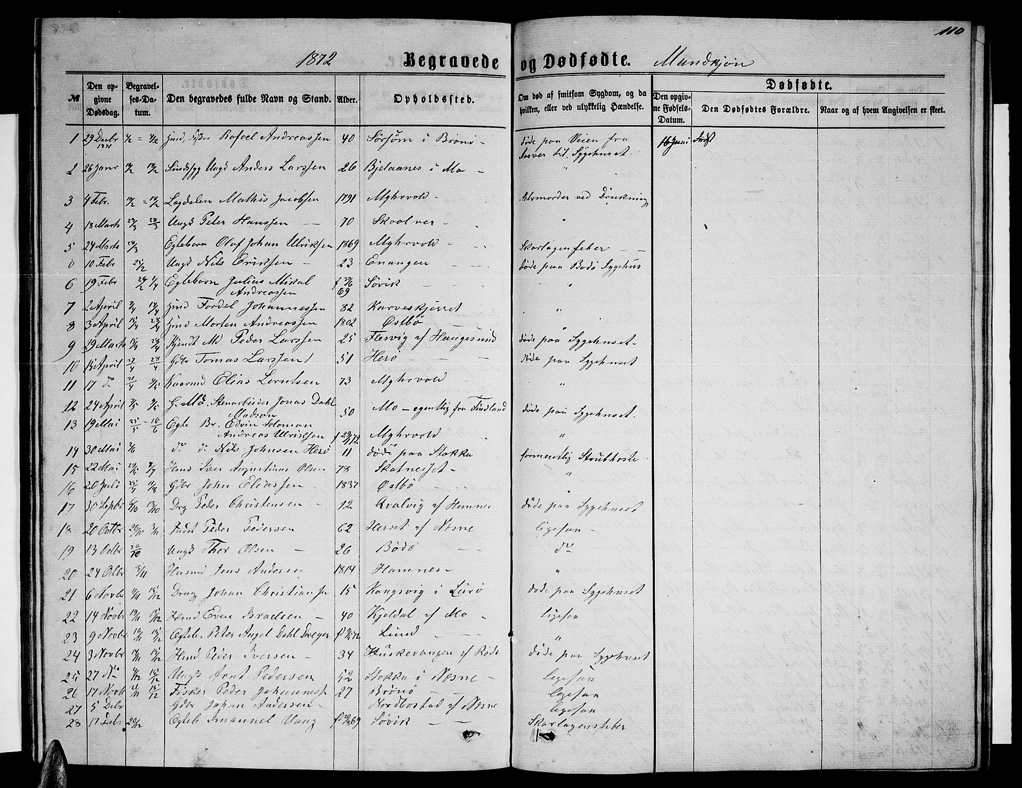 Ministerialprotokoller, klokkerbøker og fødselsregistre - Nordland, SAT/A-1459/830/L0461: Parish register (copy) no. 830C03, 1866-1881, p. 110