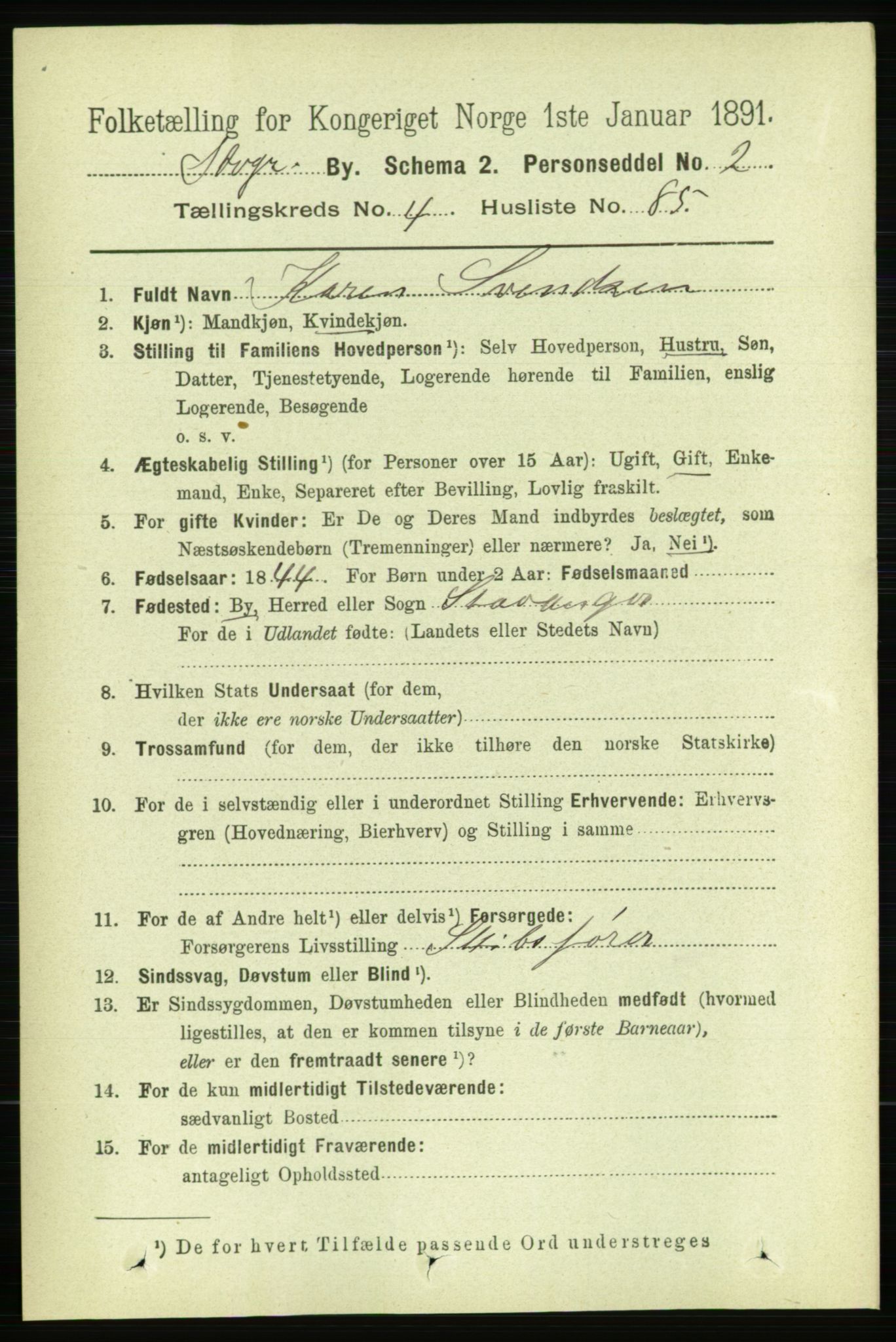 RA, 1891 census for 1103 Stavanger, 1891, p. 8569